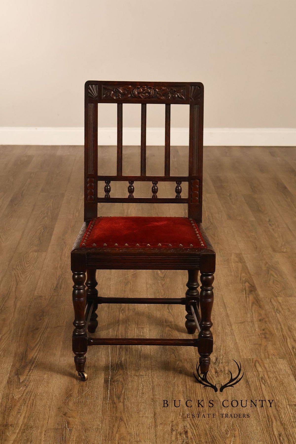 Antique Henry II Style Set of Eight Carved Oak Dining Chairs