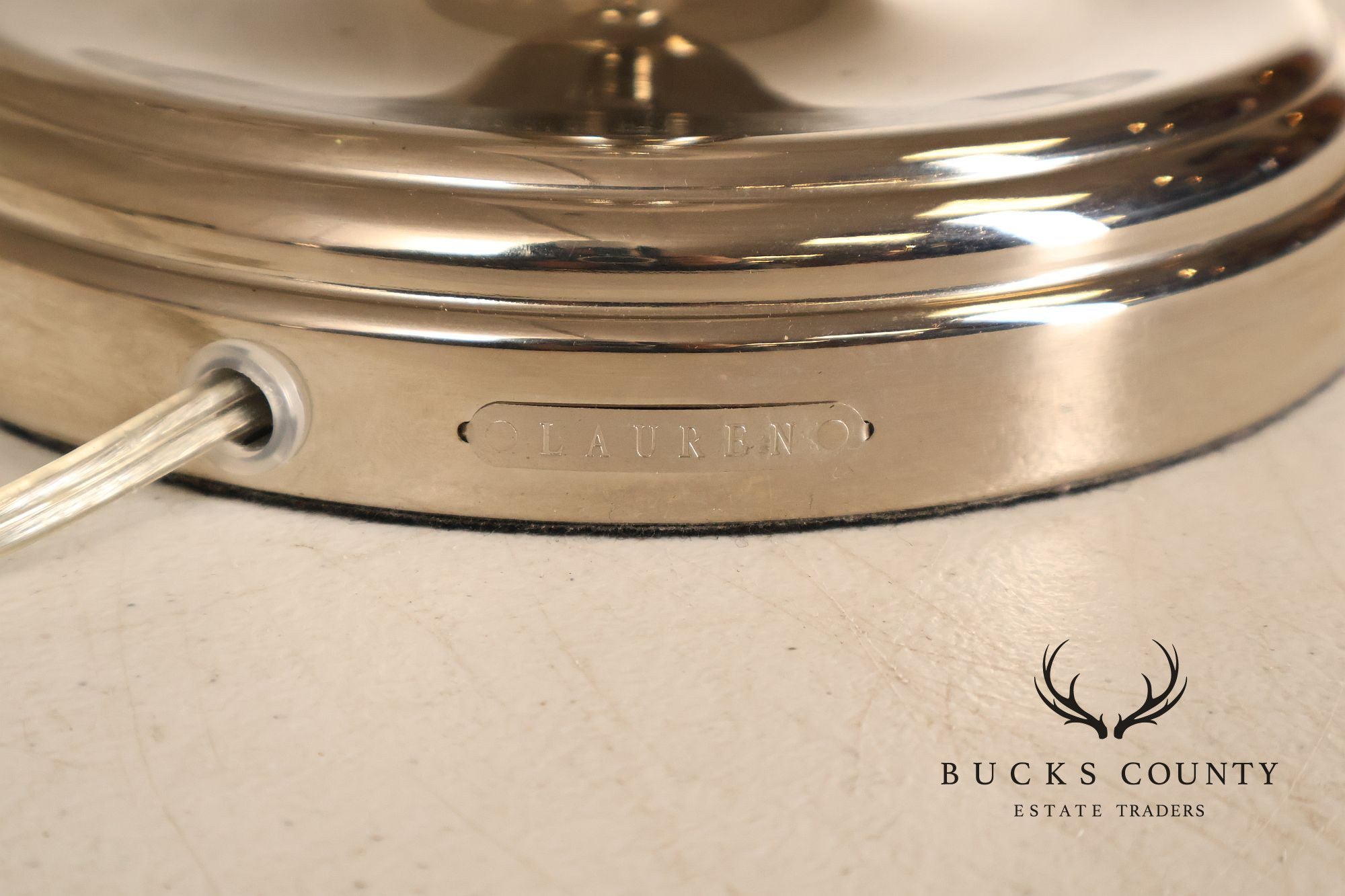 Ralph Lauren Pair of Chrome Candlestick Table Lamps