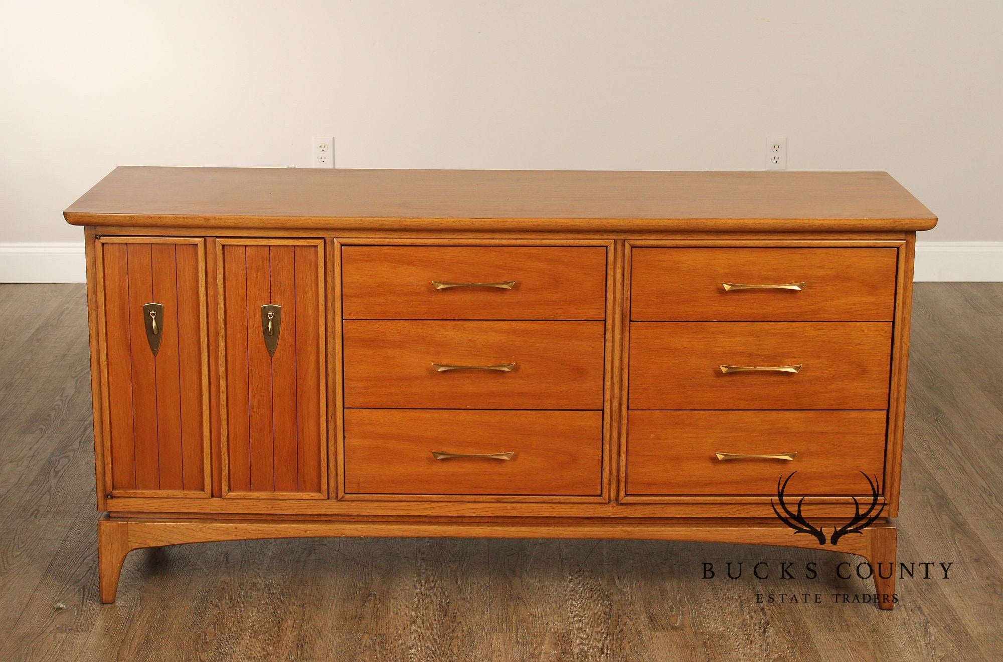 Kent Coffey 'The Wharton' Mid Century Modern Walnut Triple Dresser