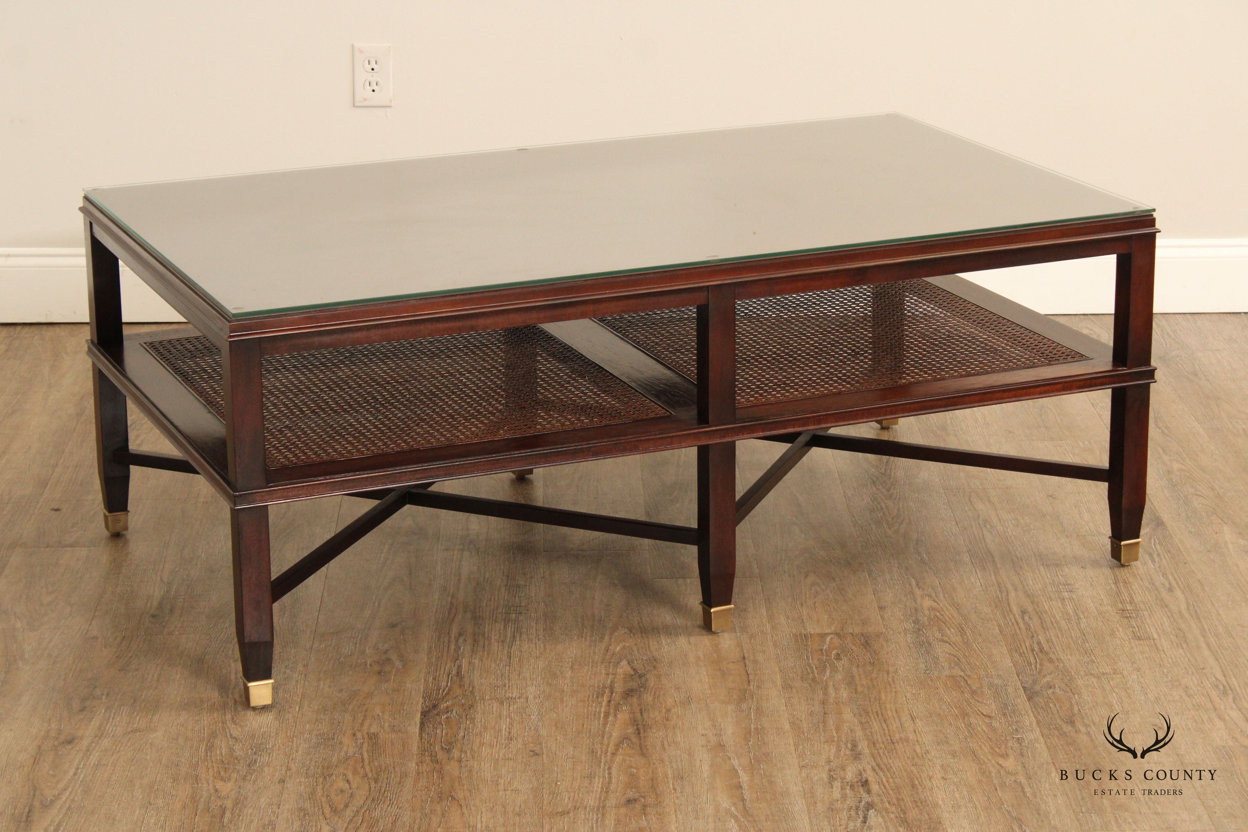 Sherrill Occasional British Colonial Style Caned Coffee Table