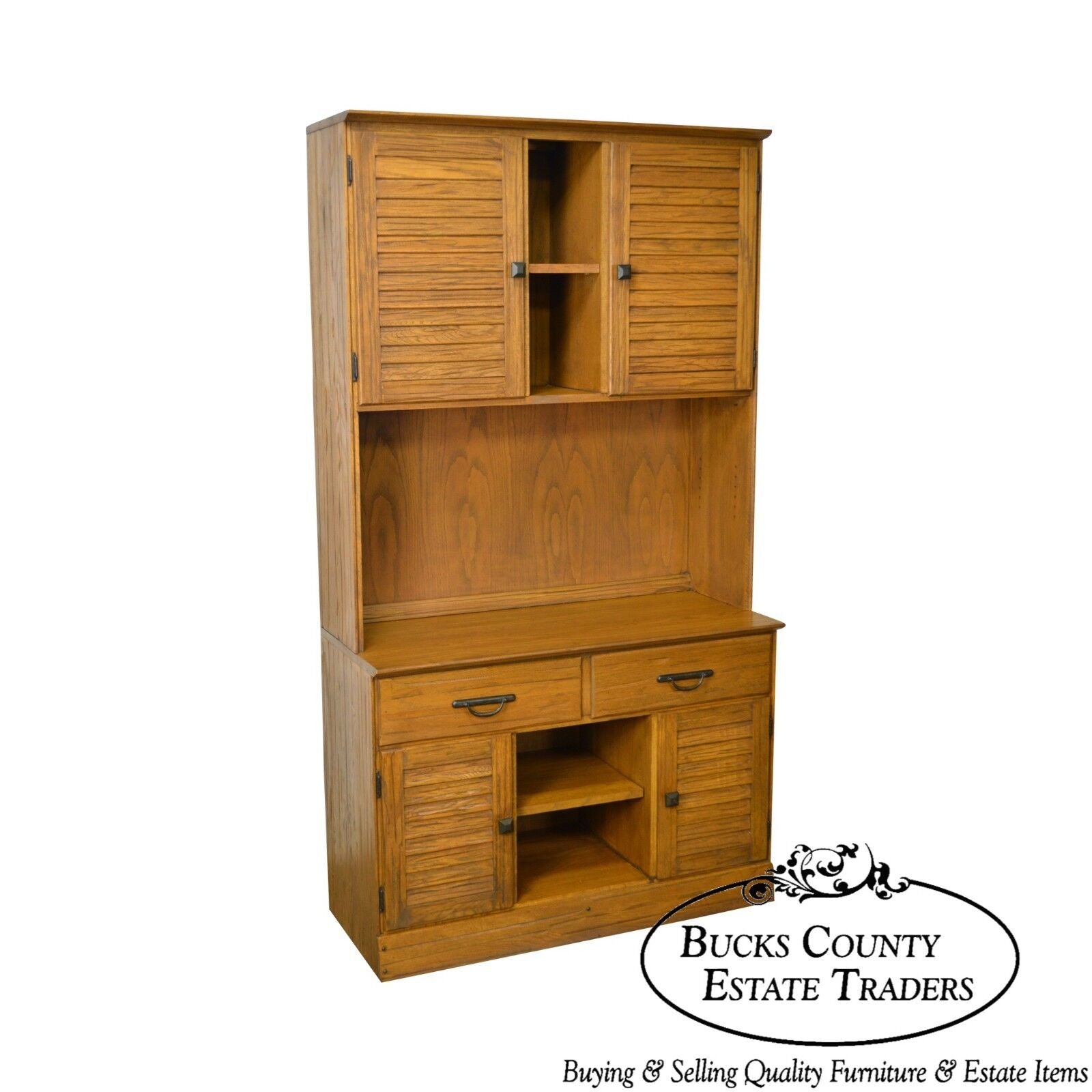 Brandt Ranch Oak Large 2 Piece Bookcase Hutch Cabinet