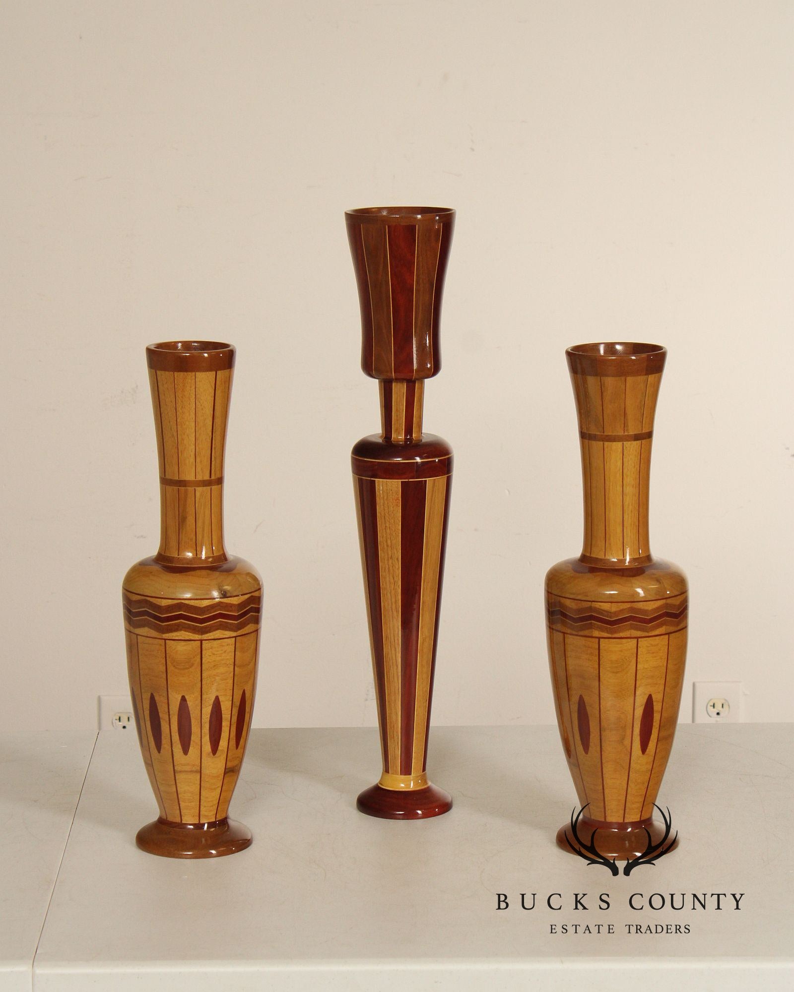 Philip M. Jacoby Set of Three Handcrafted Wood Vases
