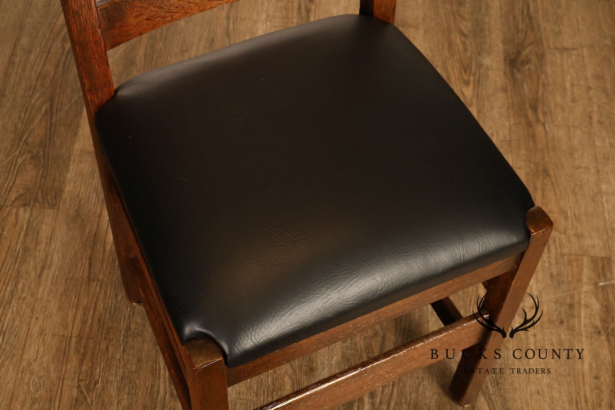 Antique L. & J.G. Stickley Mission Oak Set Of Four Ladder Back Dining Chairs