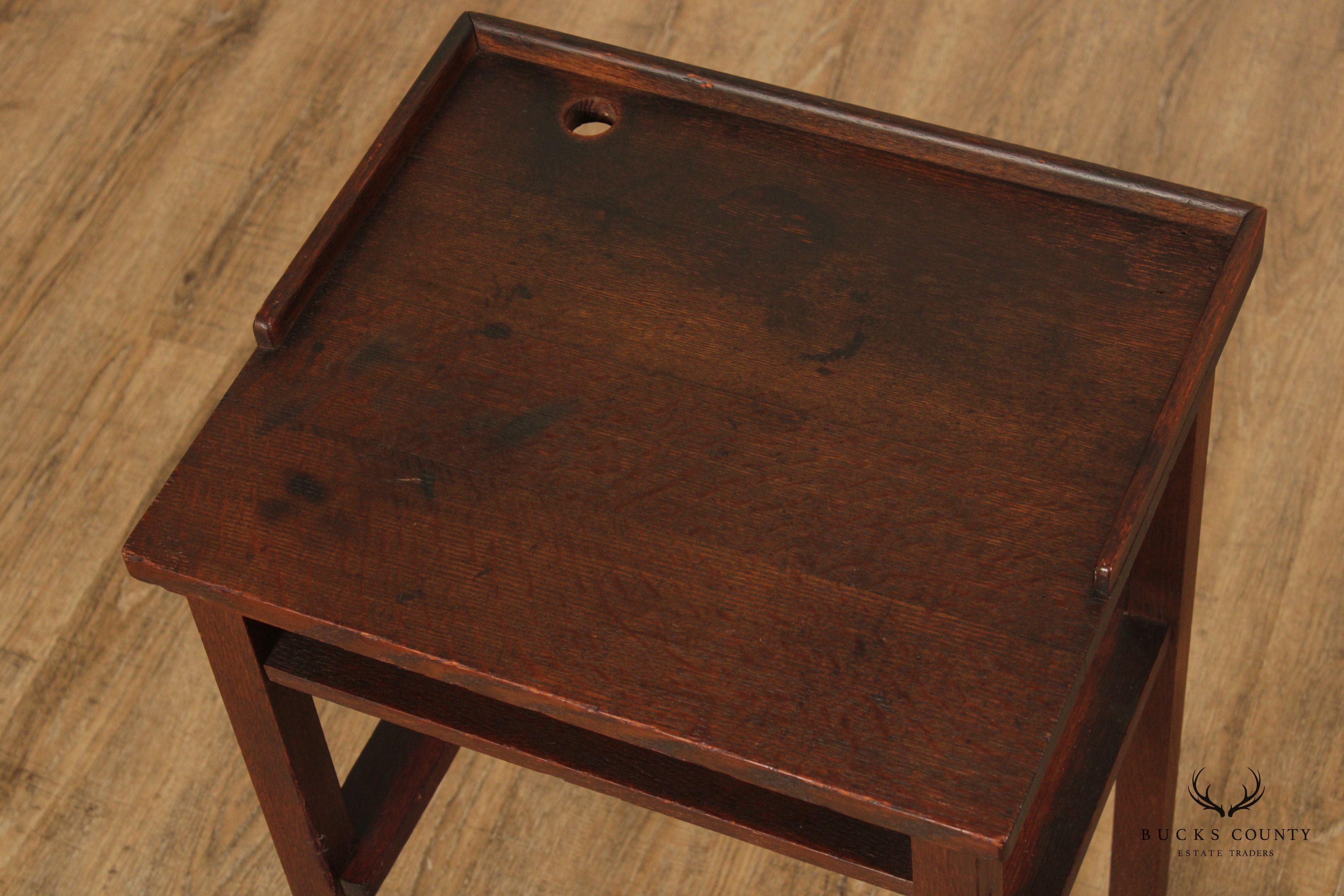 Antique Arts & Crafts Oak Telephone Side Table