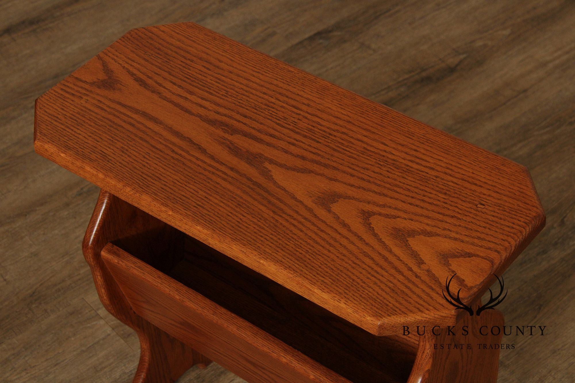 Vintage Oak Magazine Rack Side Table