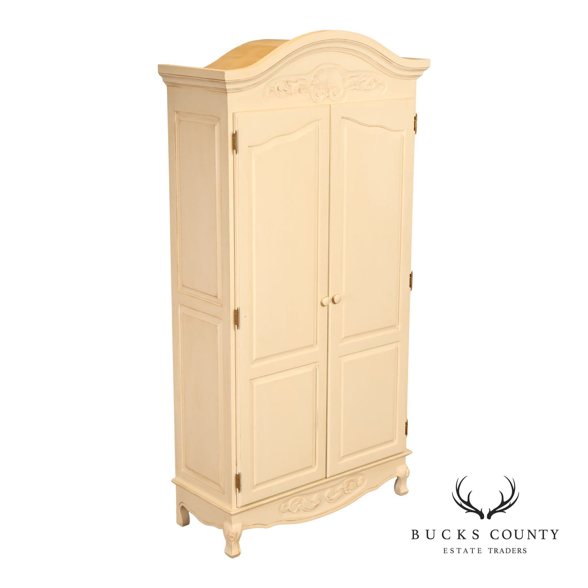 French Country Style Cream Painted Armoire