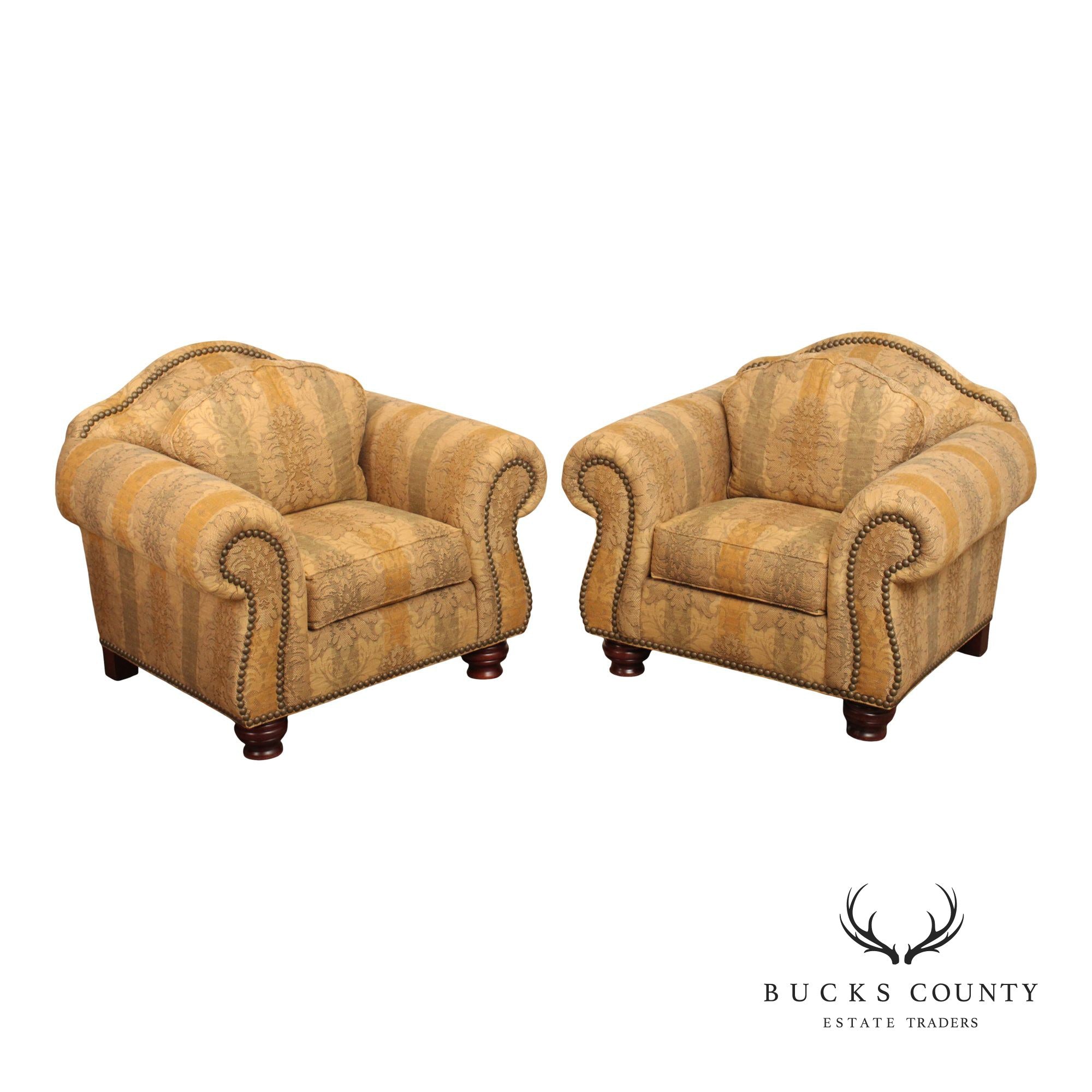 Thomasville Pair of 'Marrakesh' Upholstered Lounge Chairs