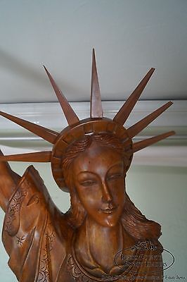 Magnificent Antique Hand Carved Mahogany Monumental 10.5 Foot Statue of Liberty