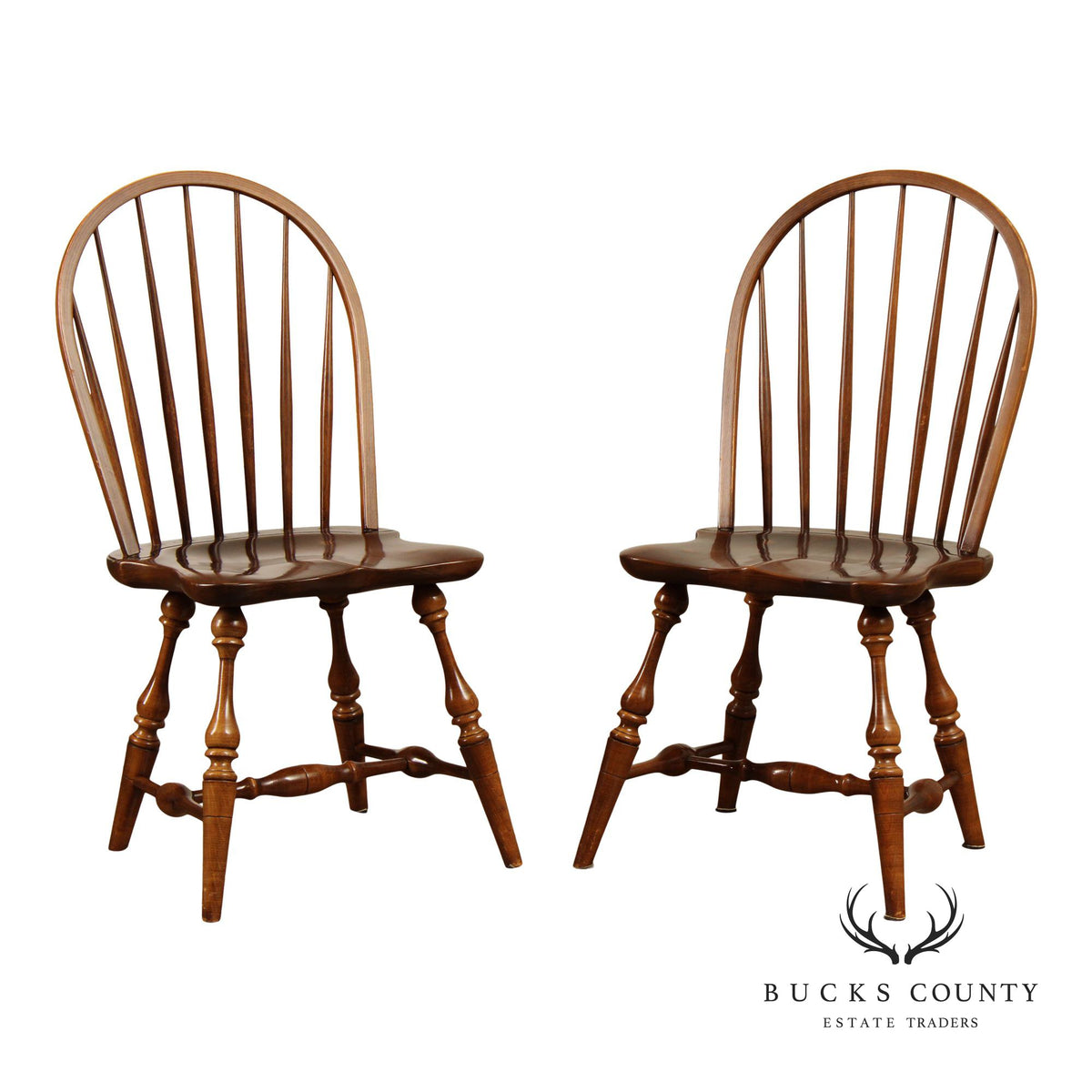 Frederick Duckloe Colonial Revival Style Pair of Windsor Side Chairs
