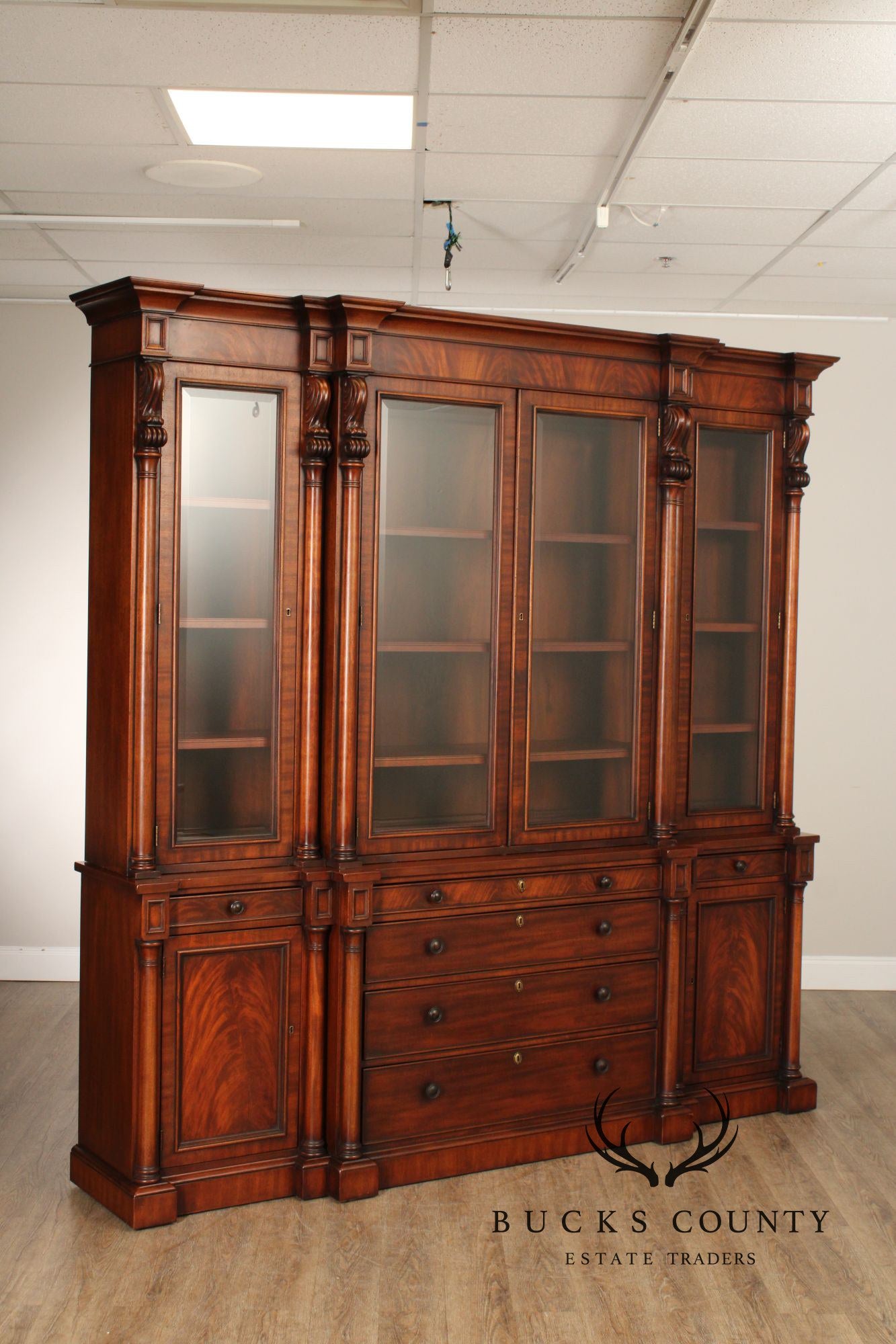 Ralph Lauren 'Weathersby' Monumental Carved Mahogany Bookcase