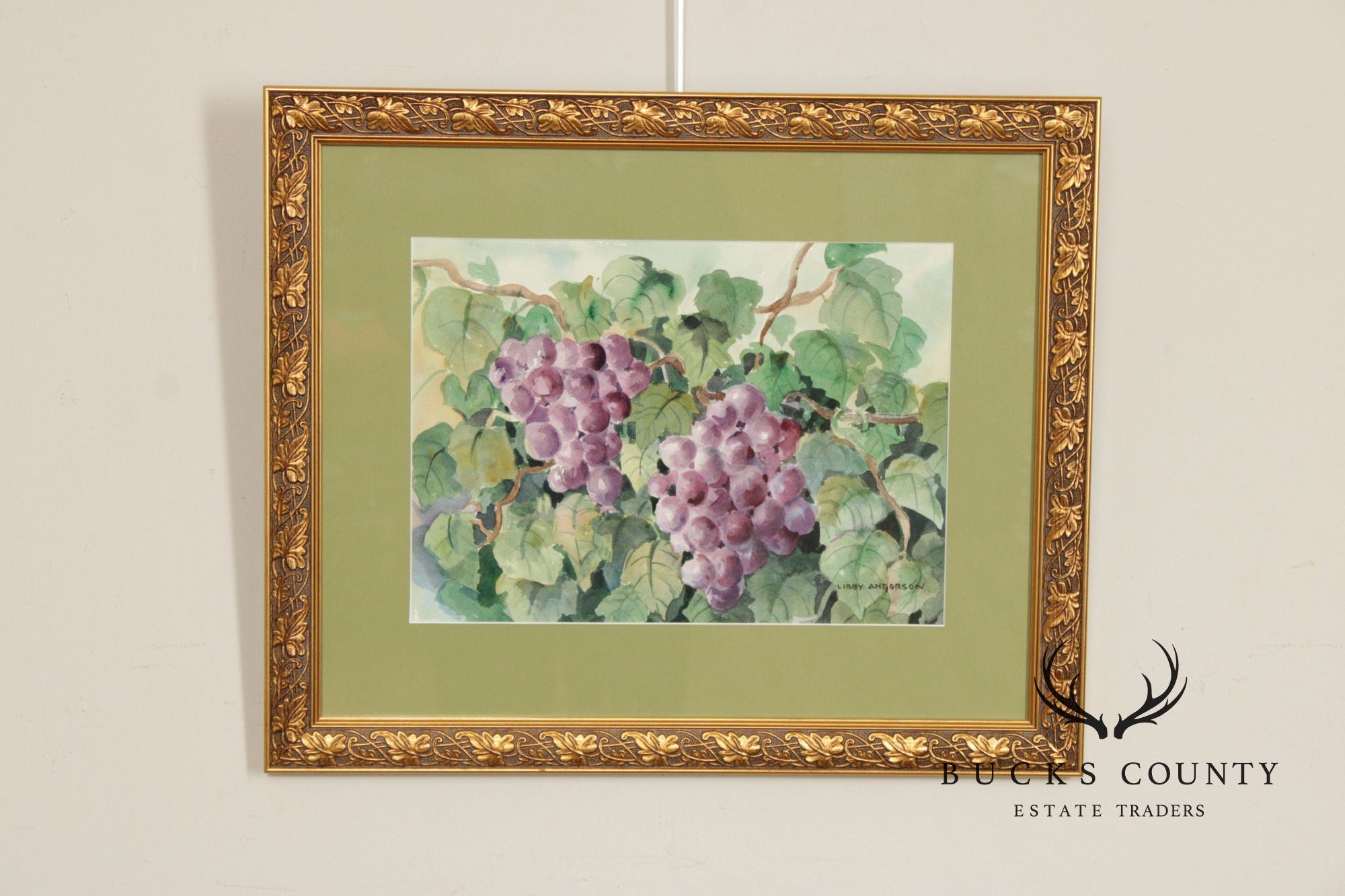 Libby Anderson Watercolor, Still Life of Grapevine