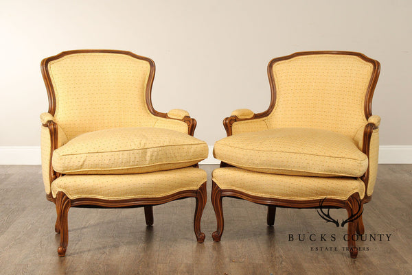 French Louis XV Style Pair of Bergere Armchairs