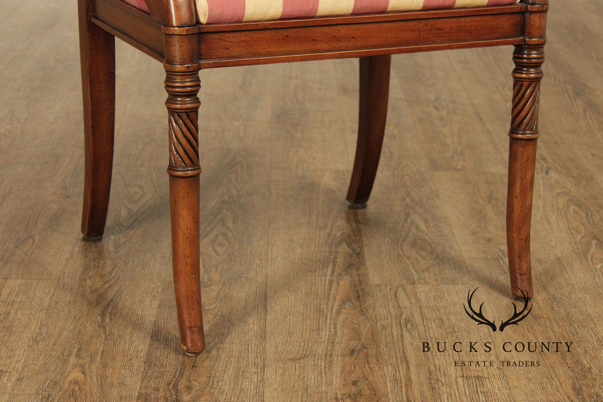 Guy Chaddock Set Of 4 Carved Wood Dining Armchairs In Scalamandré Check Fabric