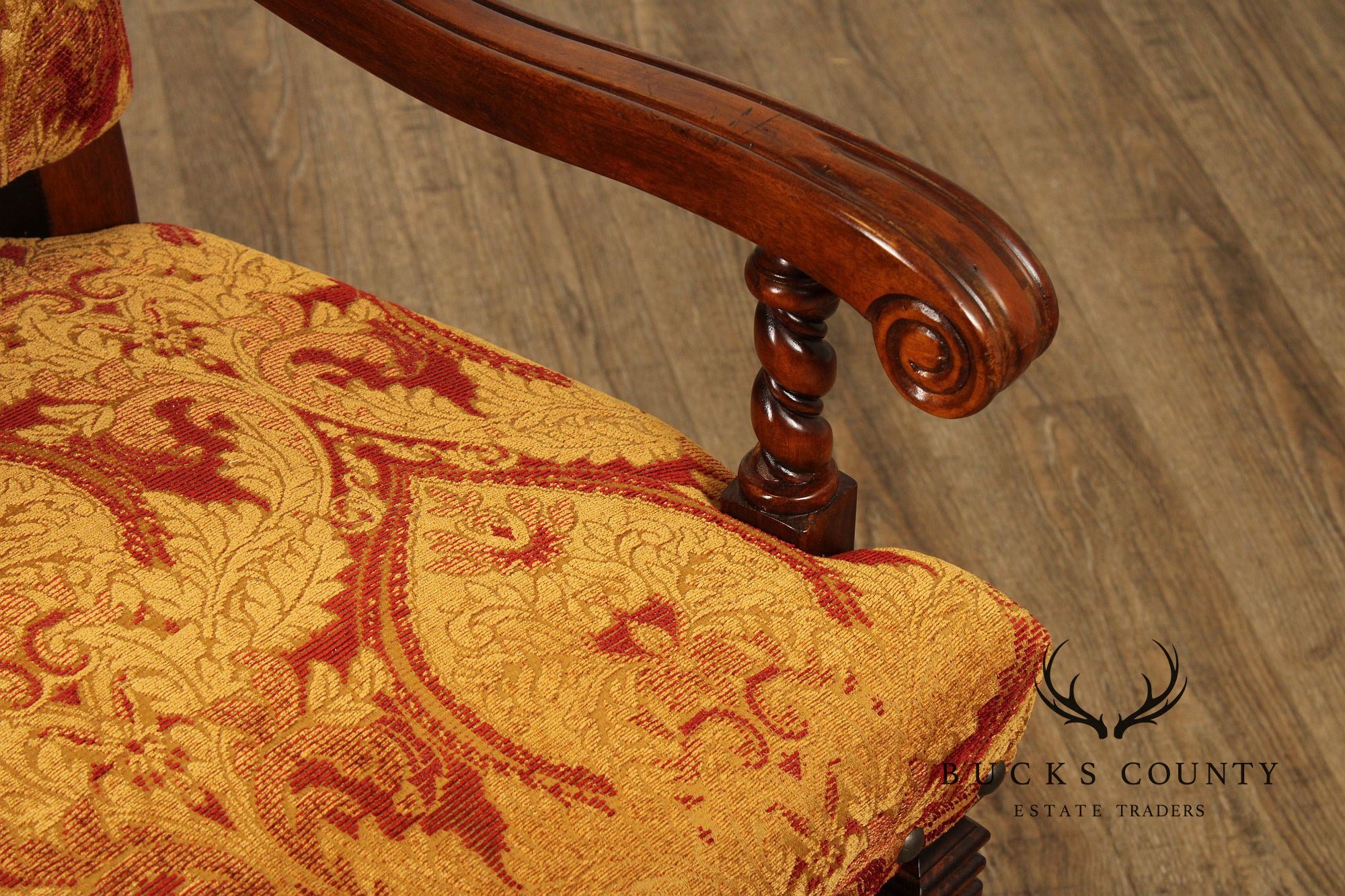 Jacobean Style Barley Twist Carved Armchair