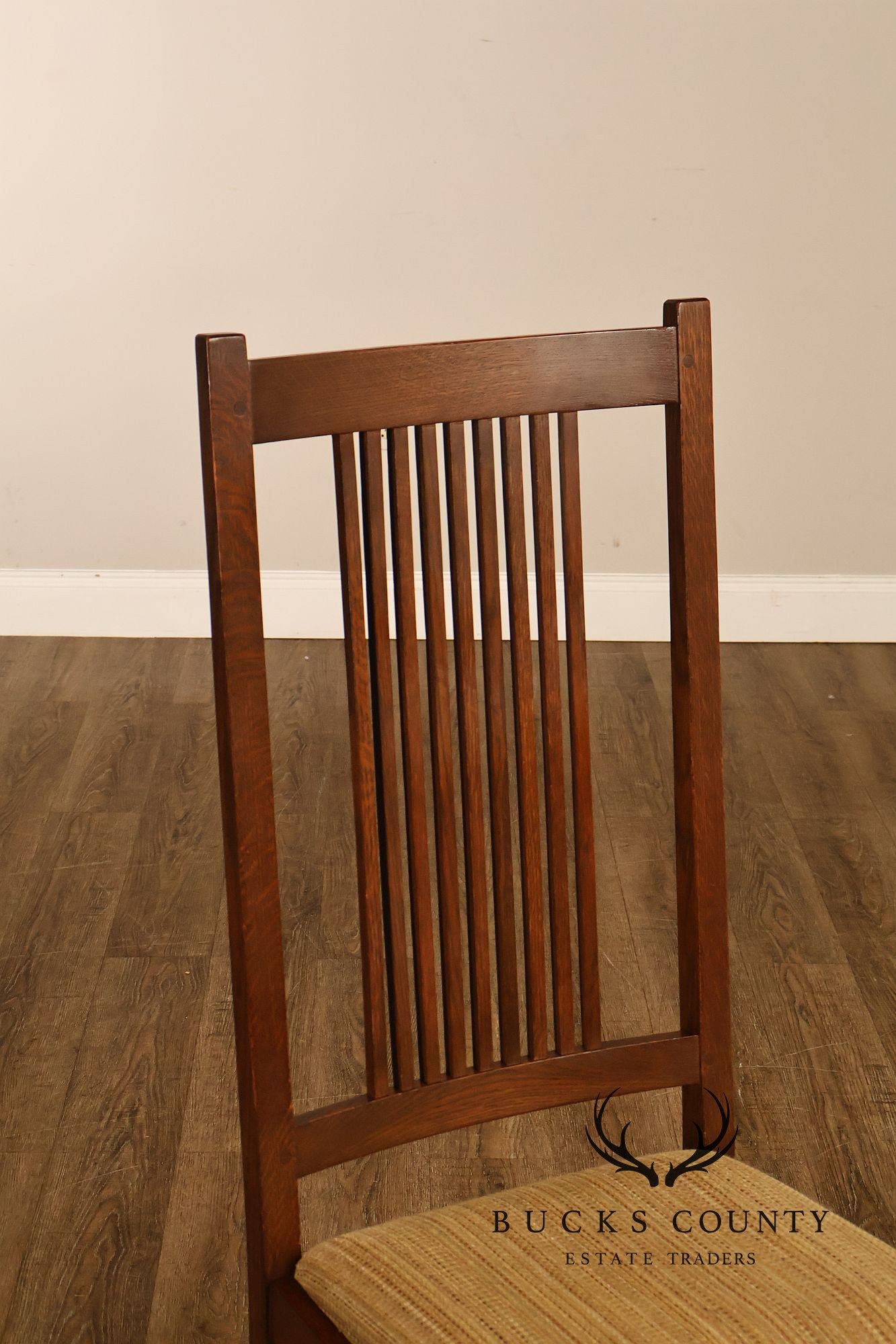 Stickley Mission Collection Pair of Oak Spindle Side Dining Chairs