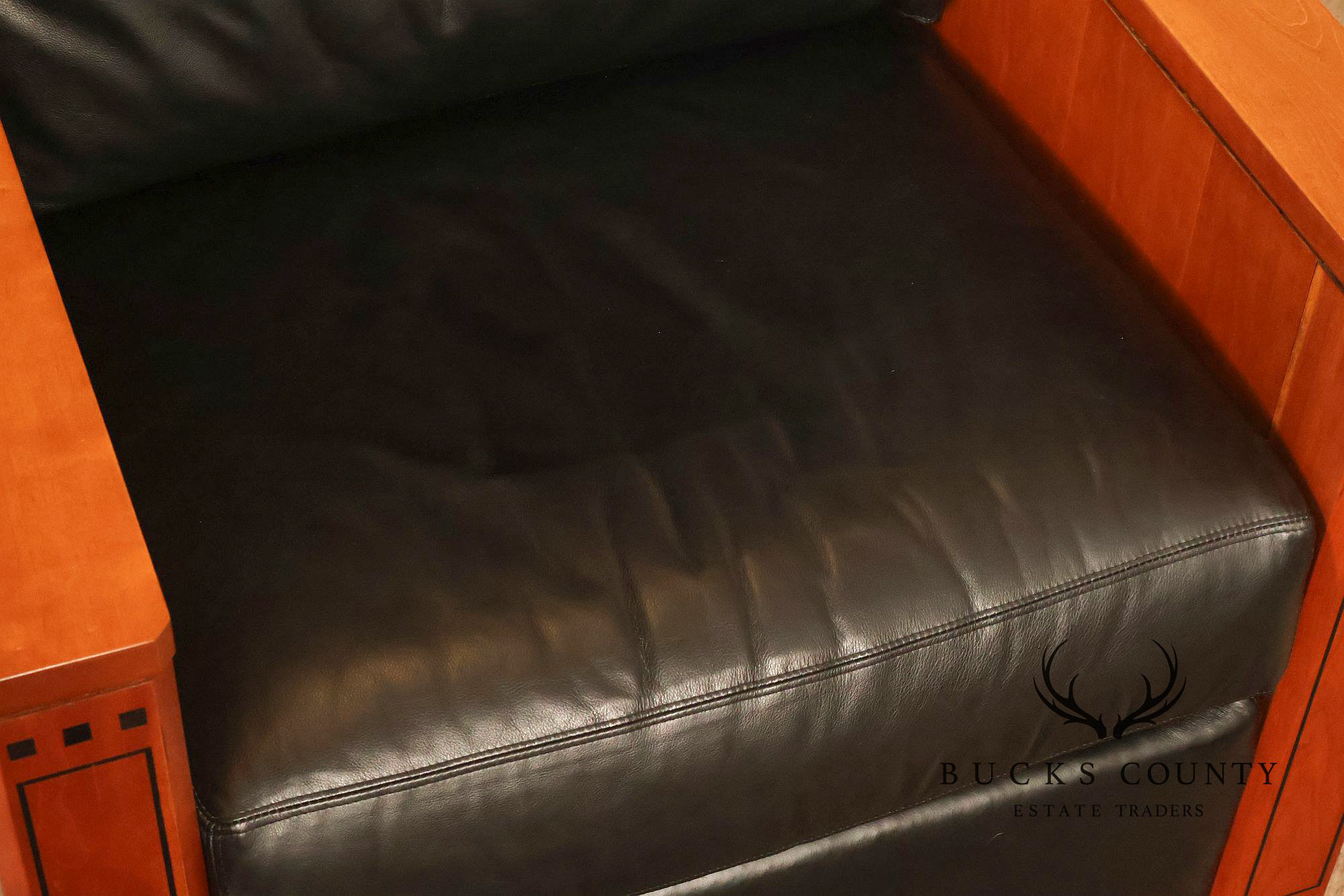 Stickley 21st Century Collection Pair of Black Leather Lounge Chairs