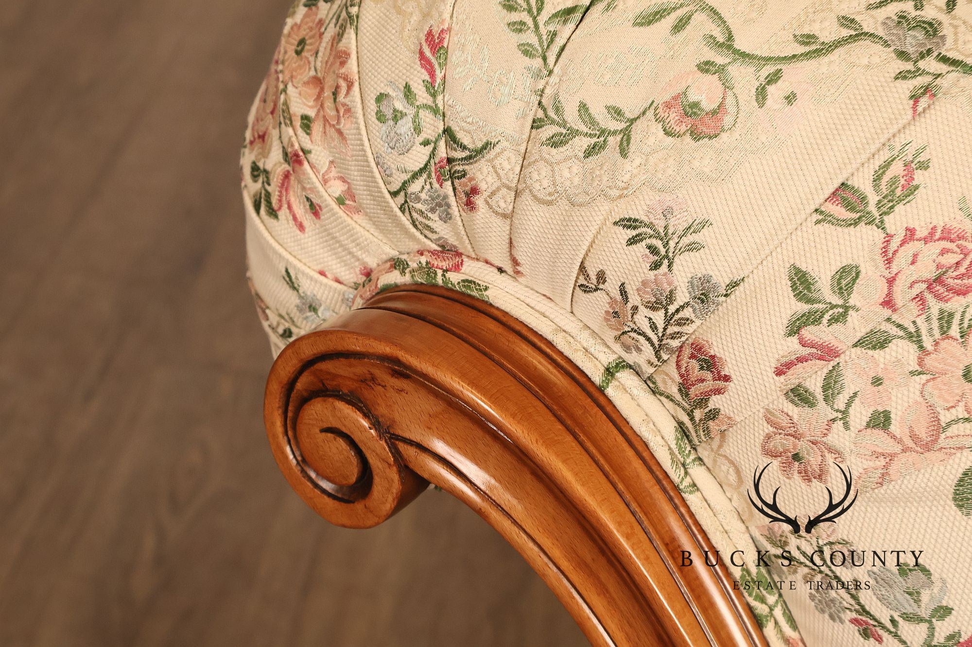 French Louis XV Style Two Piece Chaise Lounge Chair With Ottoman