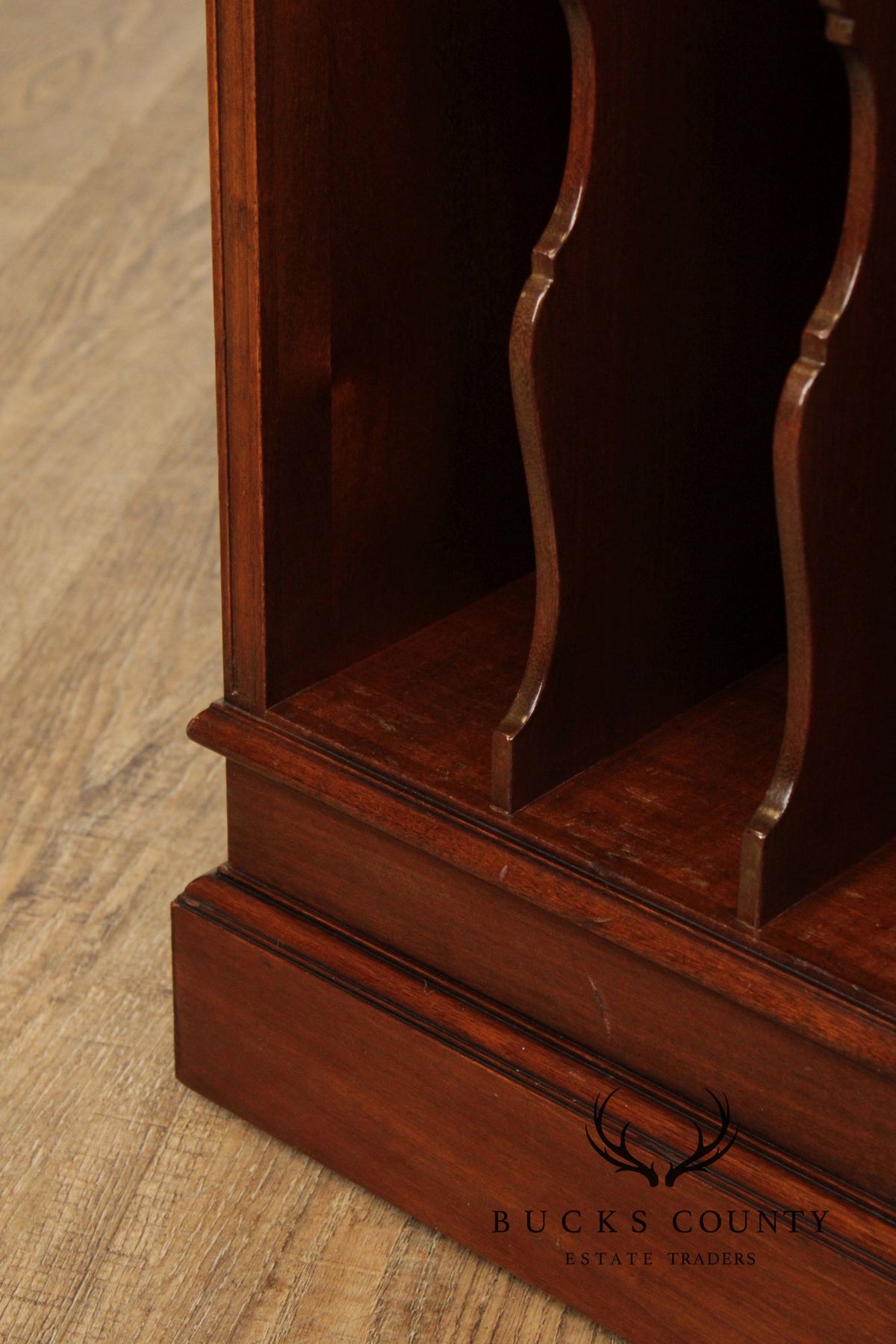 Traditional Style Small Mahogany Ledger Cabinet With Vertical Slots And Single Drawer