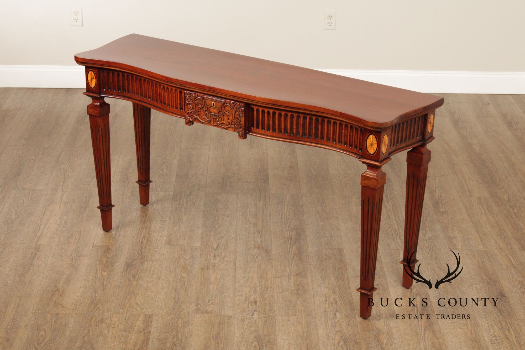 Victoria Collection Neoclassical Style Inlaid Mahogany Console Table