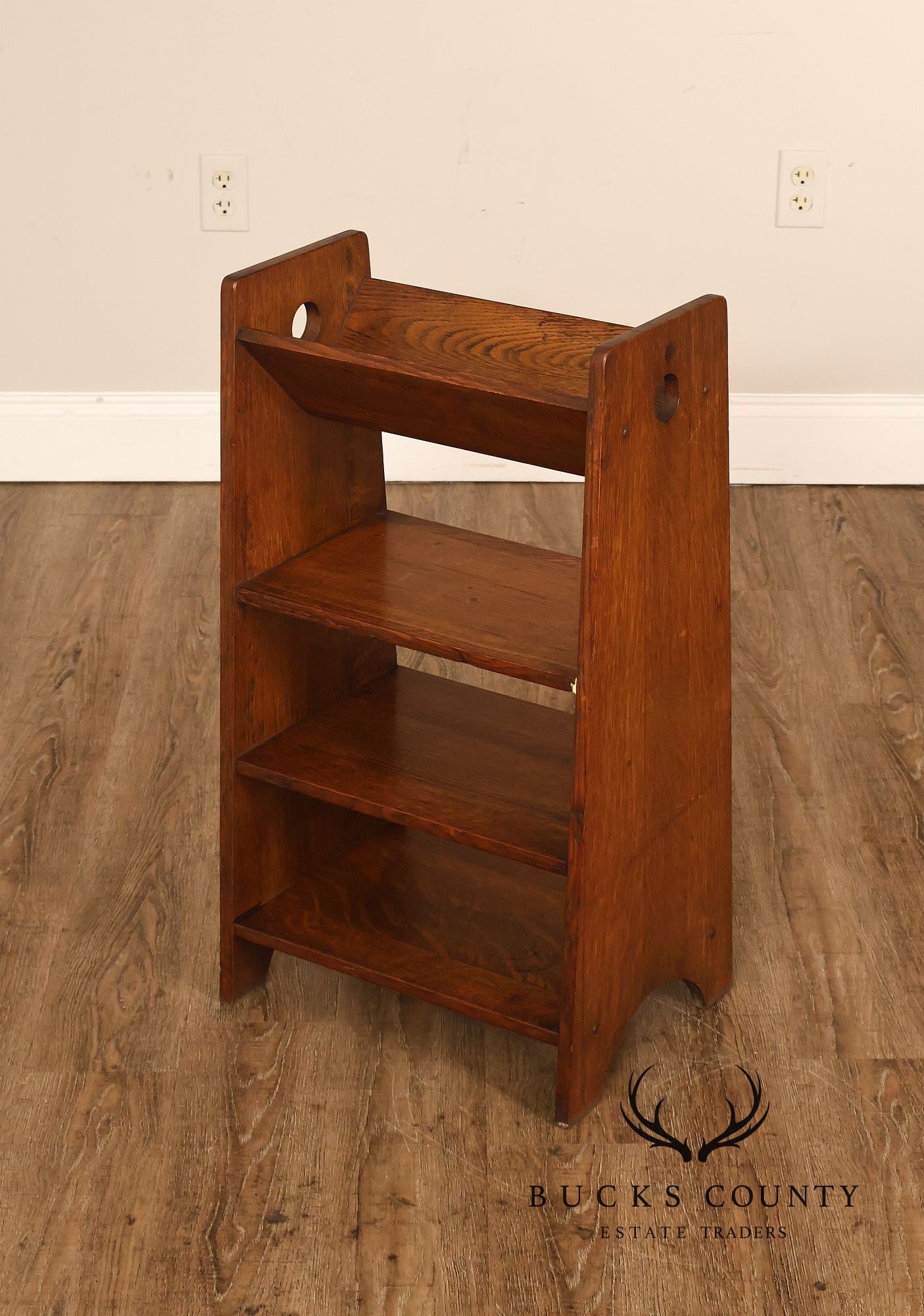 Antique Arts And Crafts Book Trough Magazine Stand