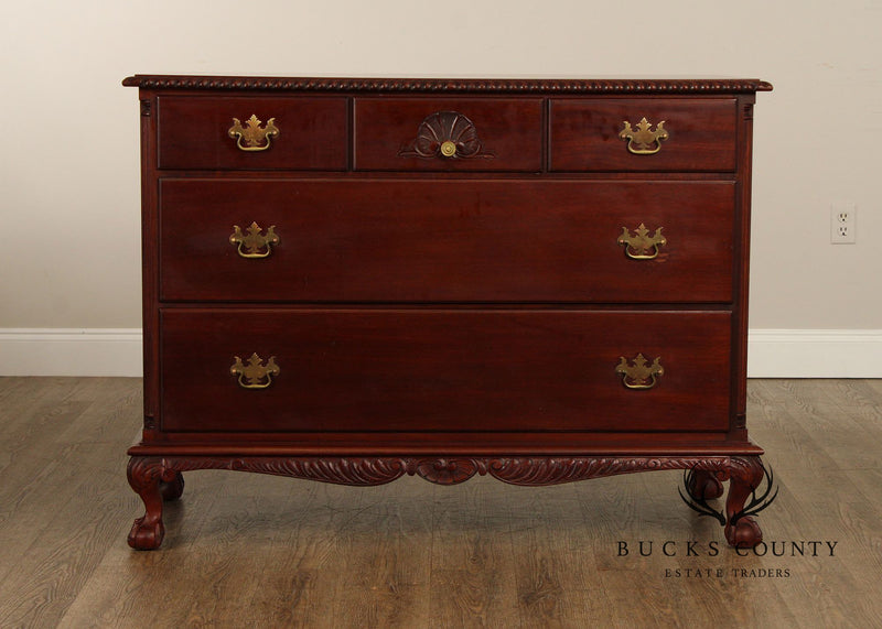 Chippendale Style Antique Bench Made Mahogany Chest of Drawers