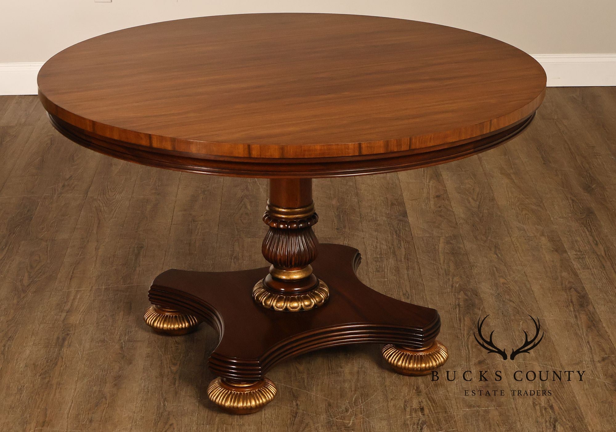 English Regency Style 48" Round Mahogany Center Table