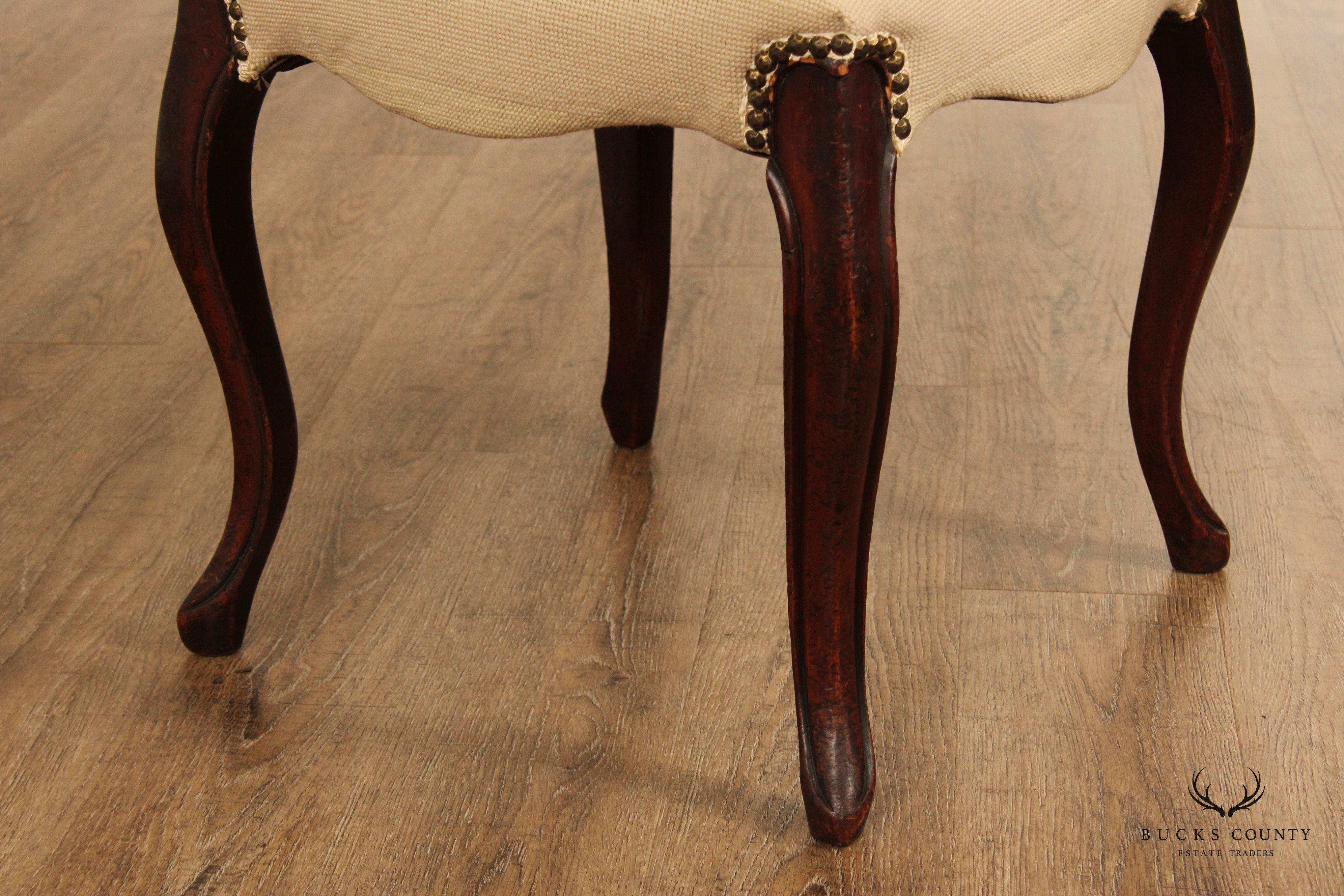 French Louis XV Style Needlepoint Foot Stool Ottoman