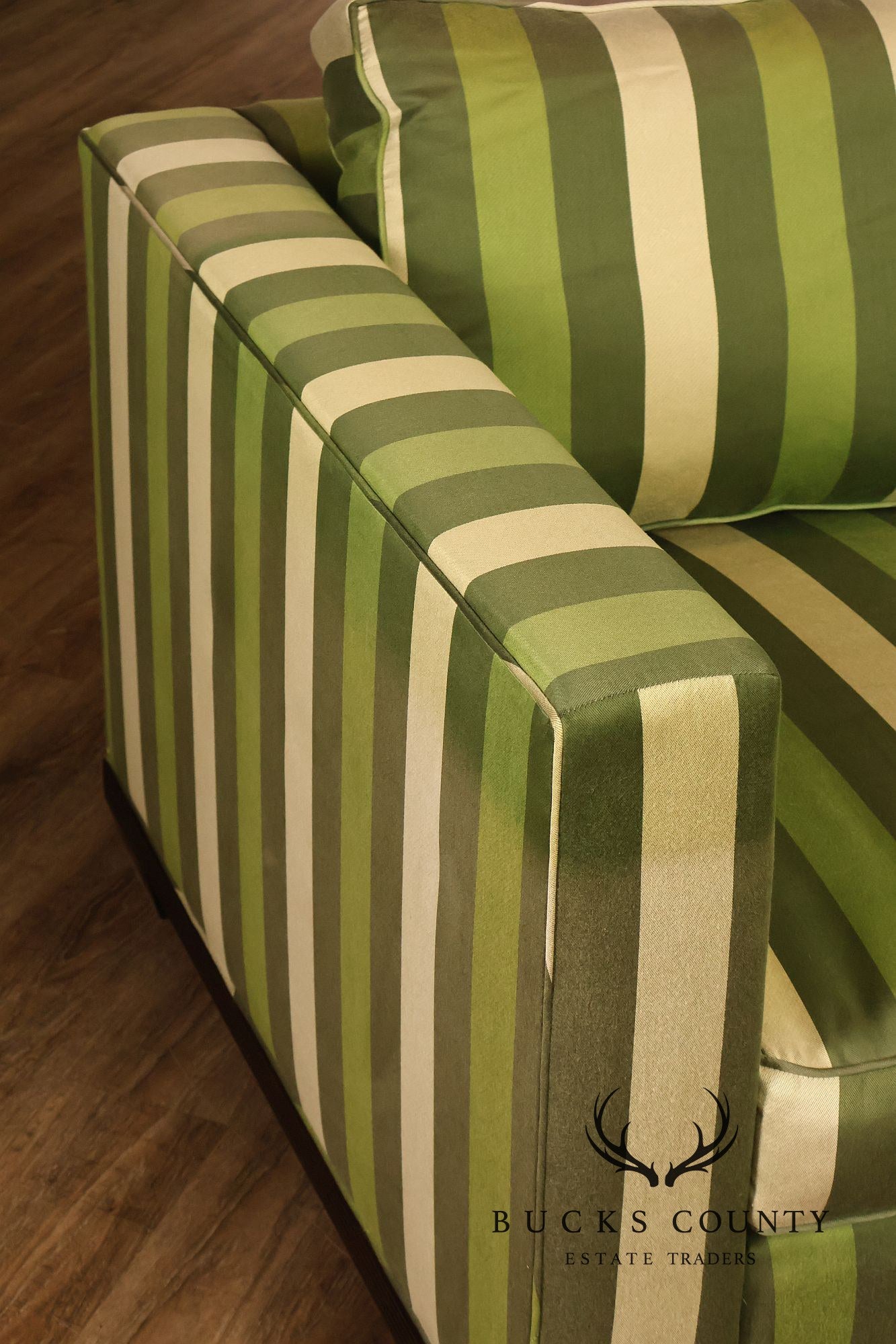Baker Furniture Barbara Barry Reeded Base Three Cushion Sofa