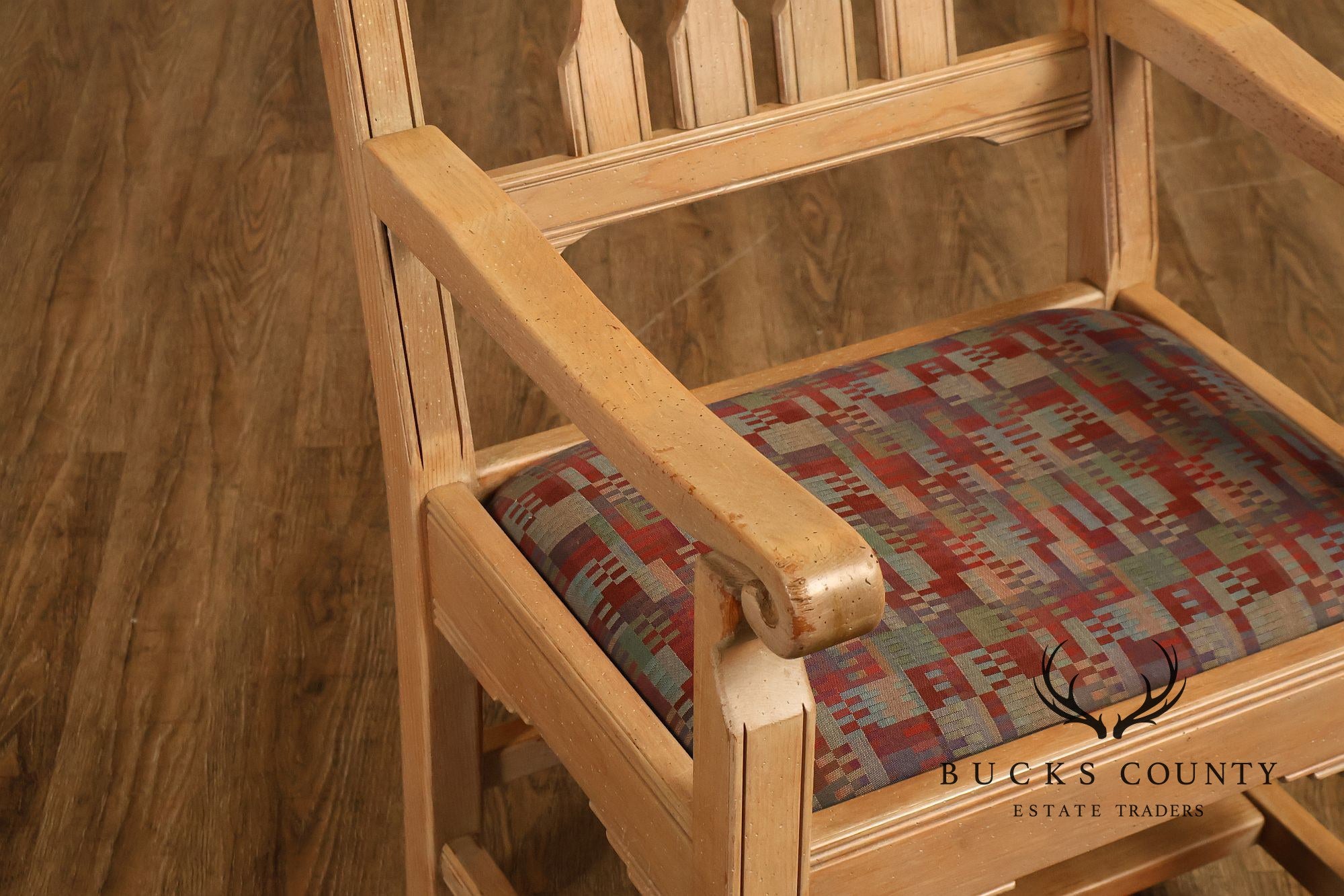 Southwest Style Vintage Set of Six Carved Pine Dining Chairs