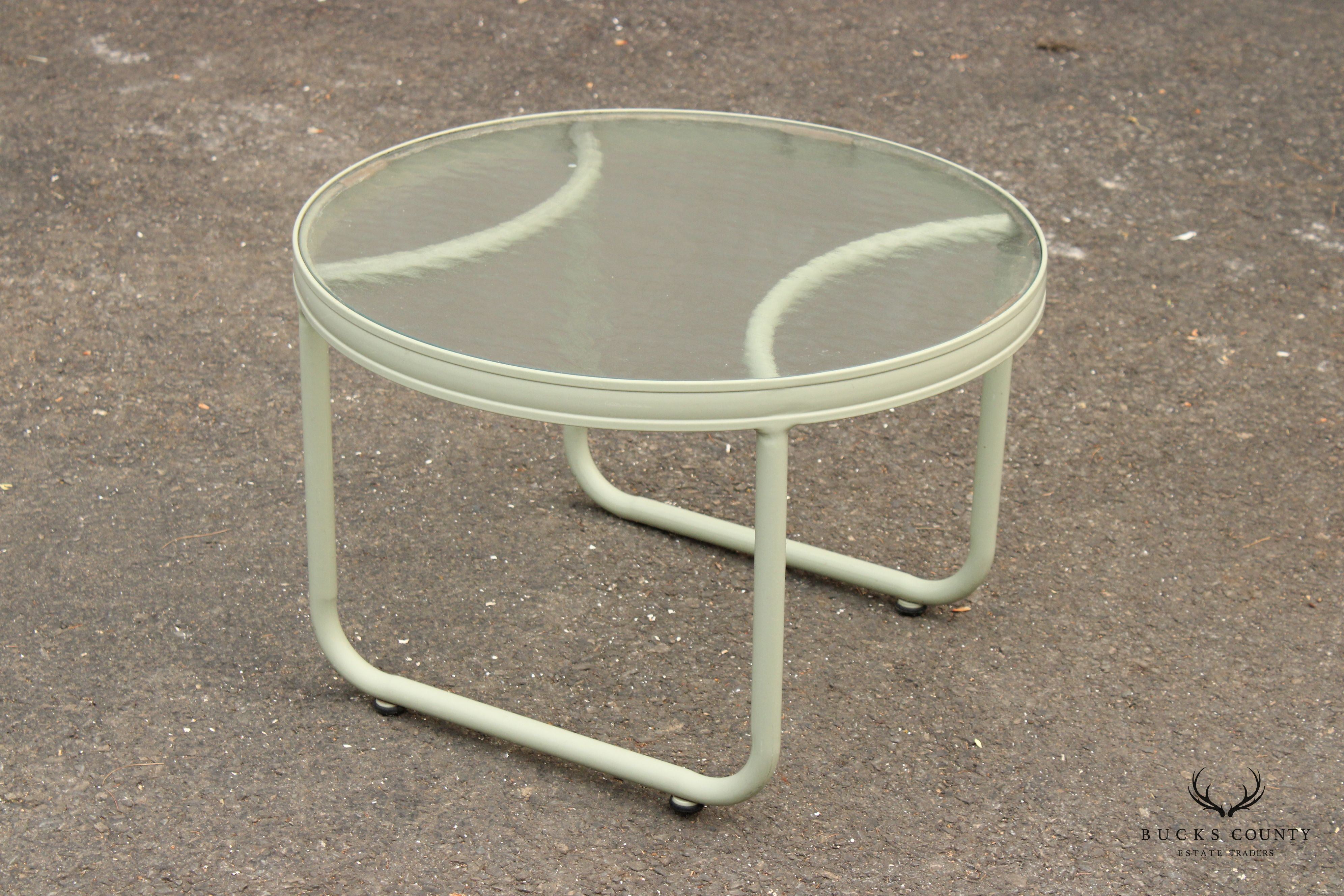 Modern Round Glass Top Outdoor Patio Accent Table