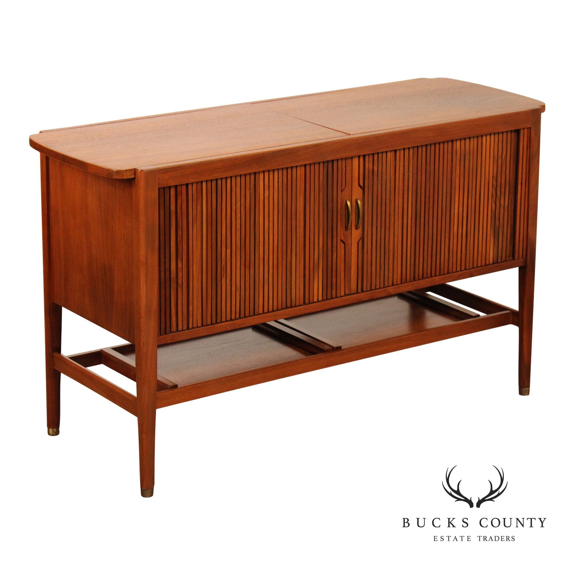 Drexel 'Declaration' Mid Century Modern Walnut Sliding Top Server