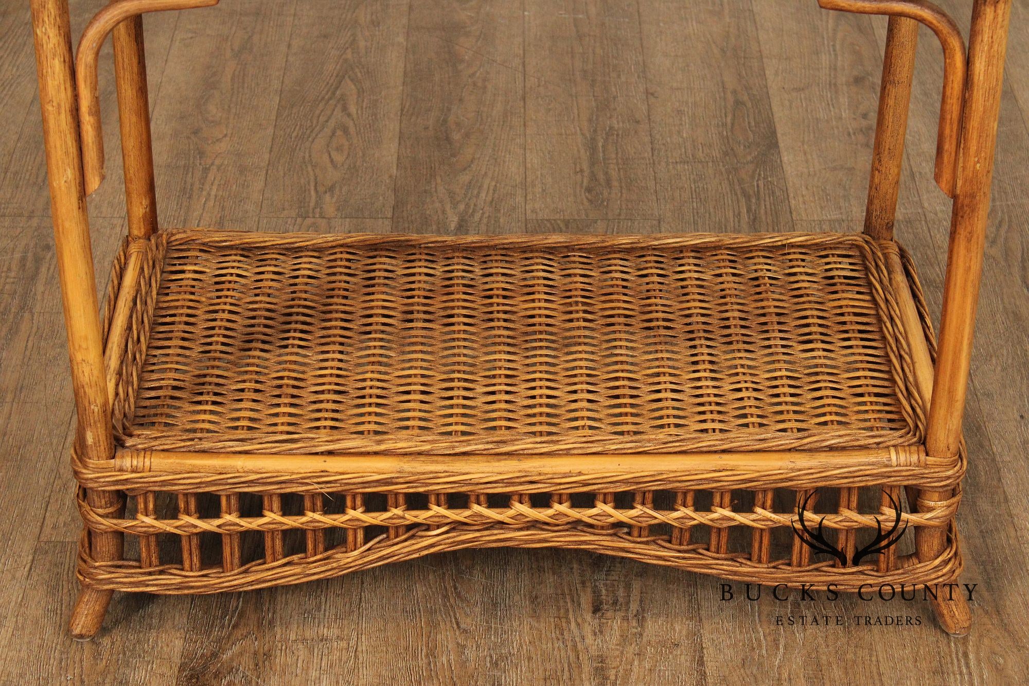 Vintage Bamboo and Wicker Etagere