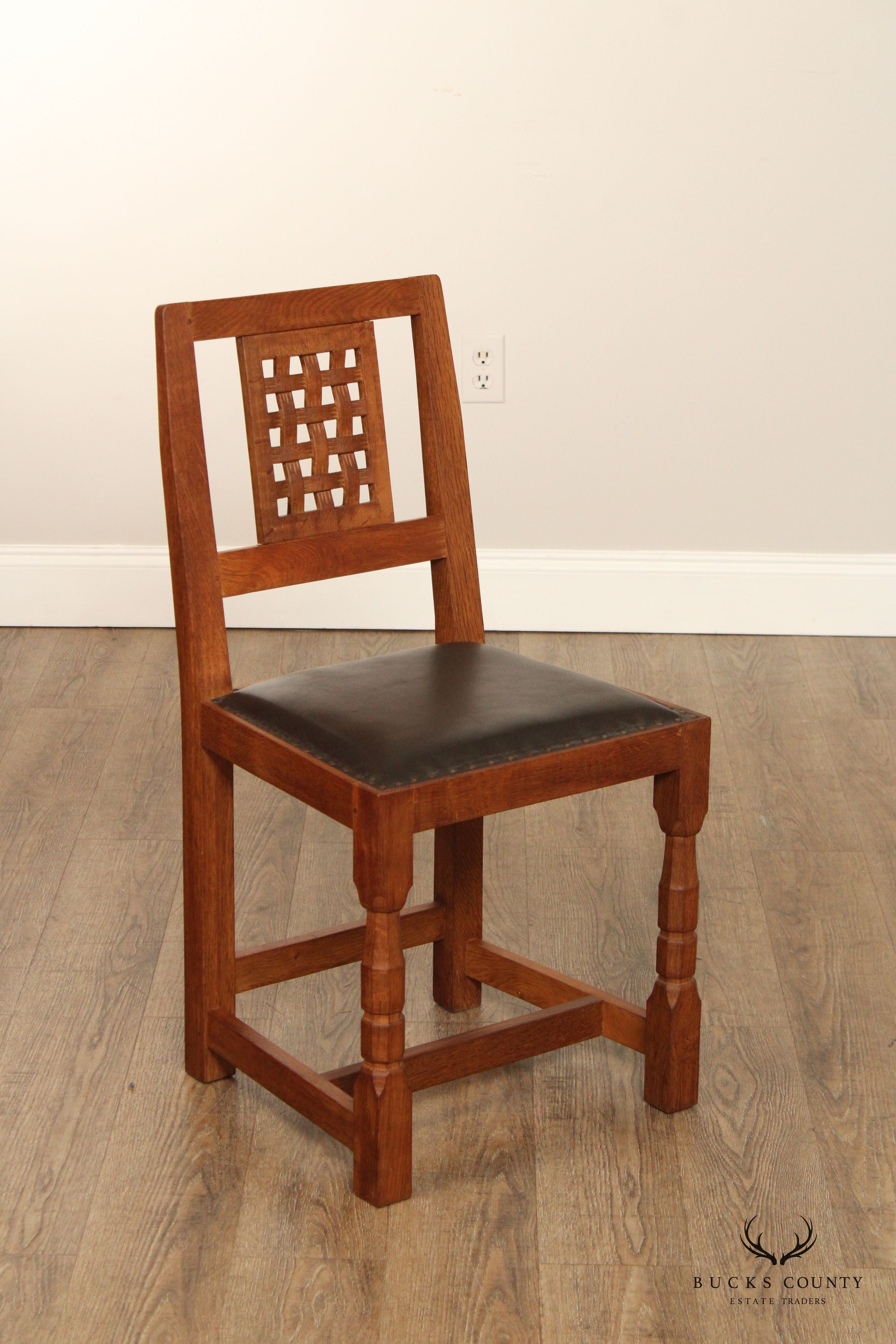 Derek Slater 'Fishman' Arts & Crafts Style Set of Six Dining Chairs