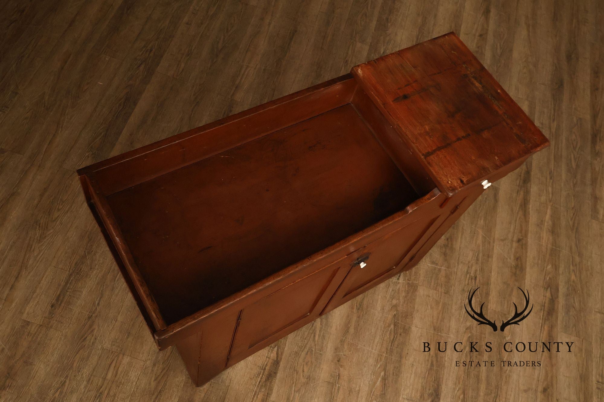 Antique Primitive Painted Dry Sink Cabinet With Gallery Back
