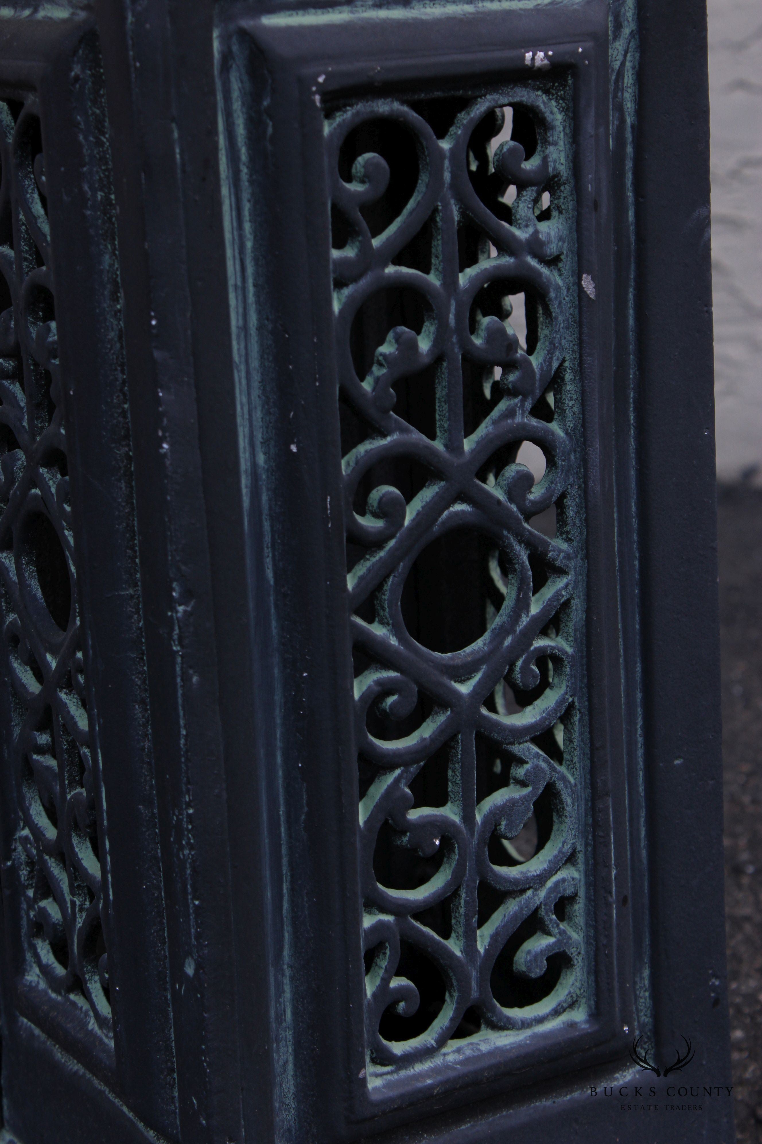 Victorian Style Pair of Cast Aluminum Outdoor Urn Planters