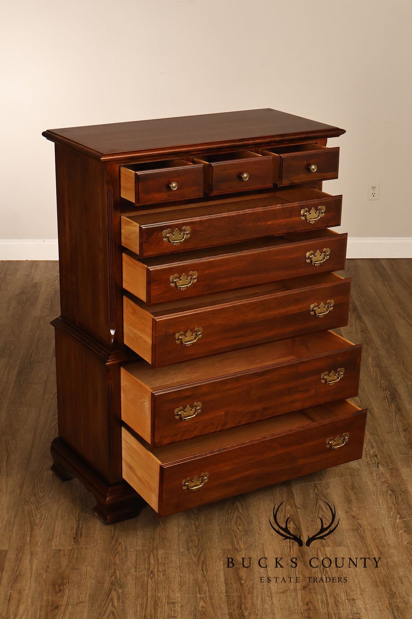 Chippendale Style Cherry Tall Chest of Drawers
