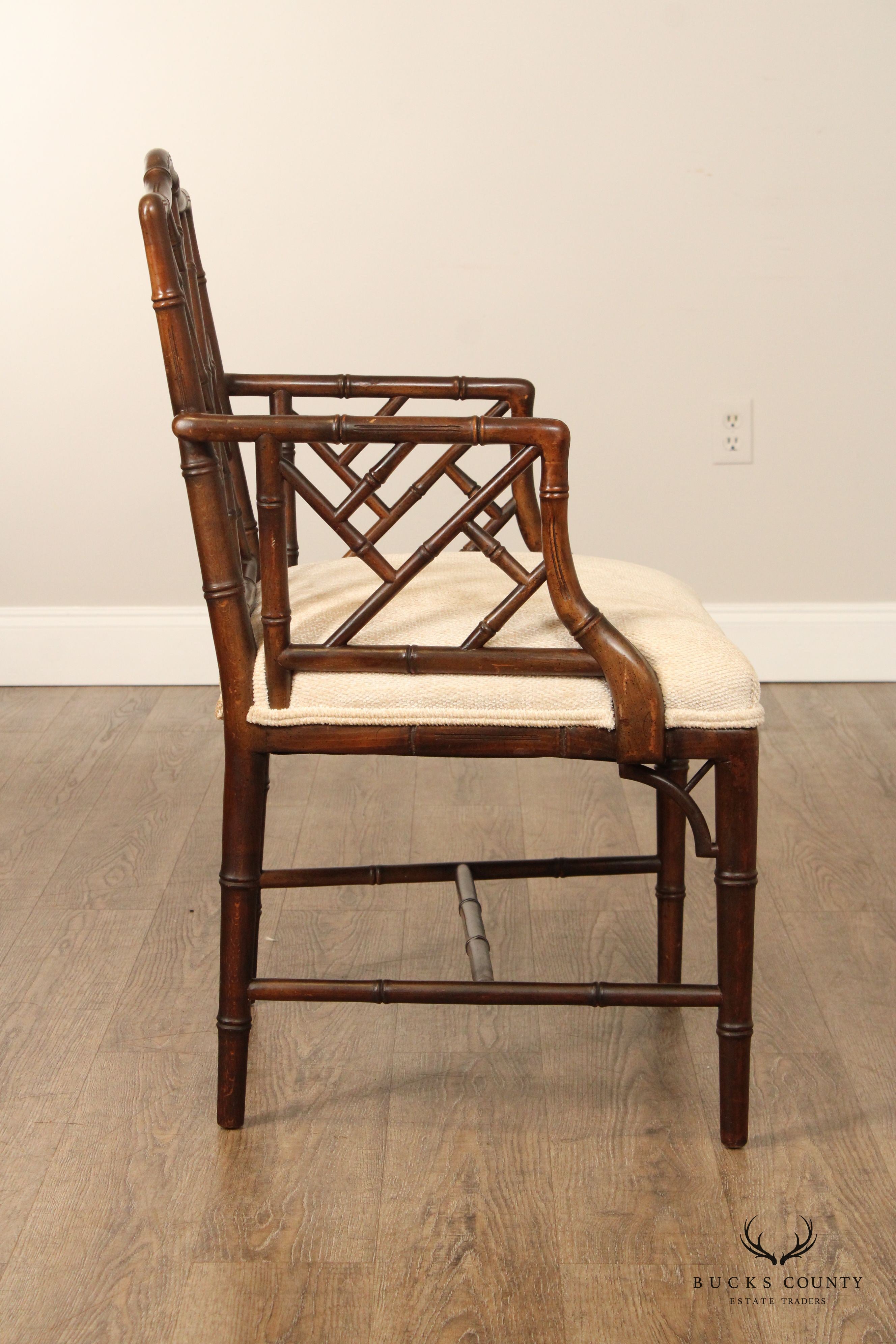 CHINESE CHIPPENDALE STYLE FAUX BAMBOO ARMCHAIR