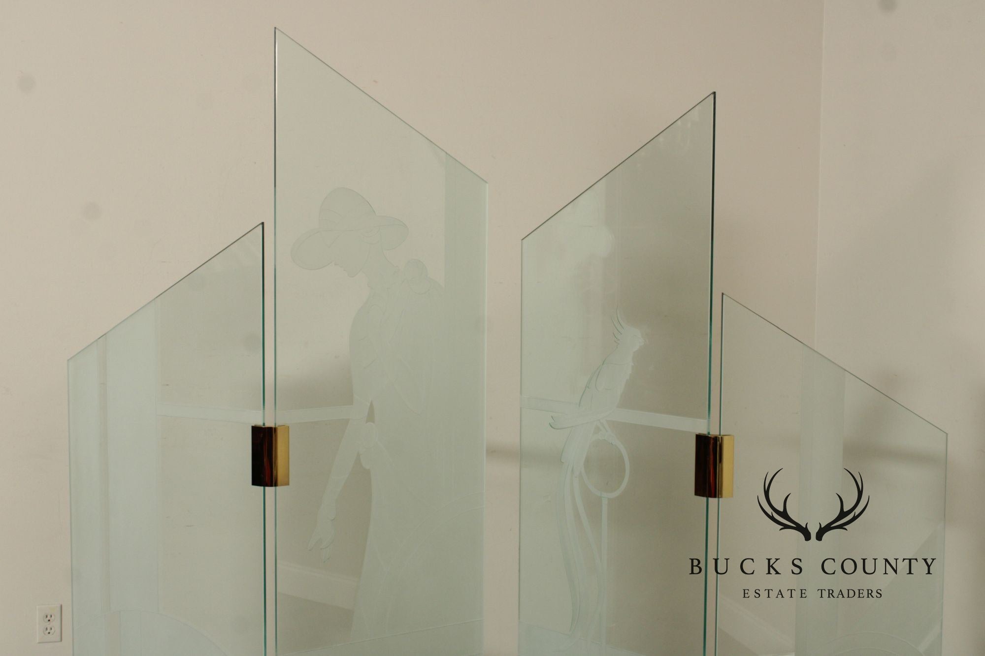 1980's Art Deco Style Glass Four-Panel Room Divider