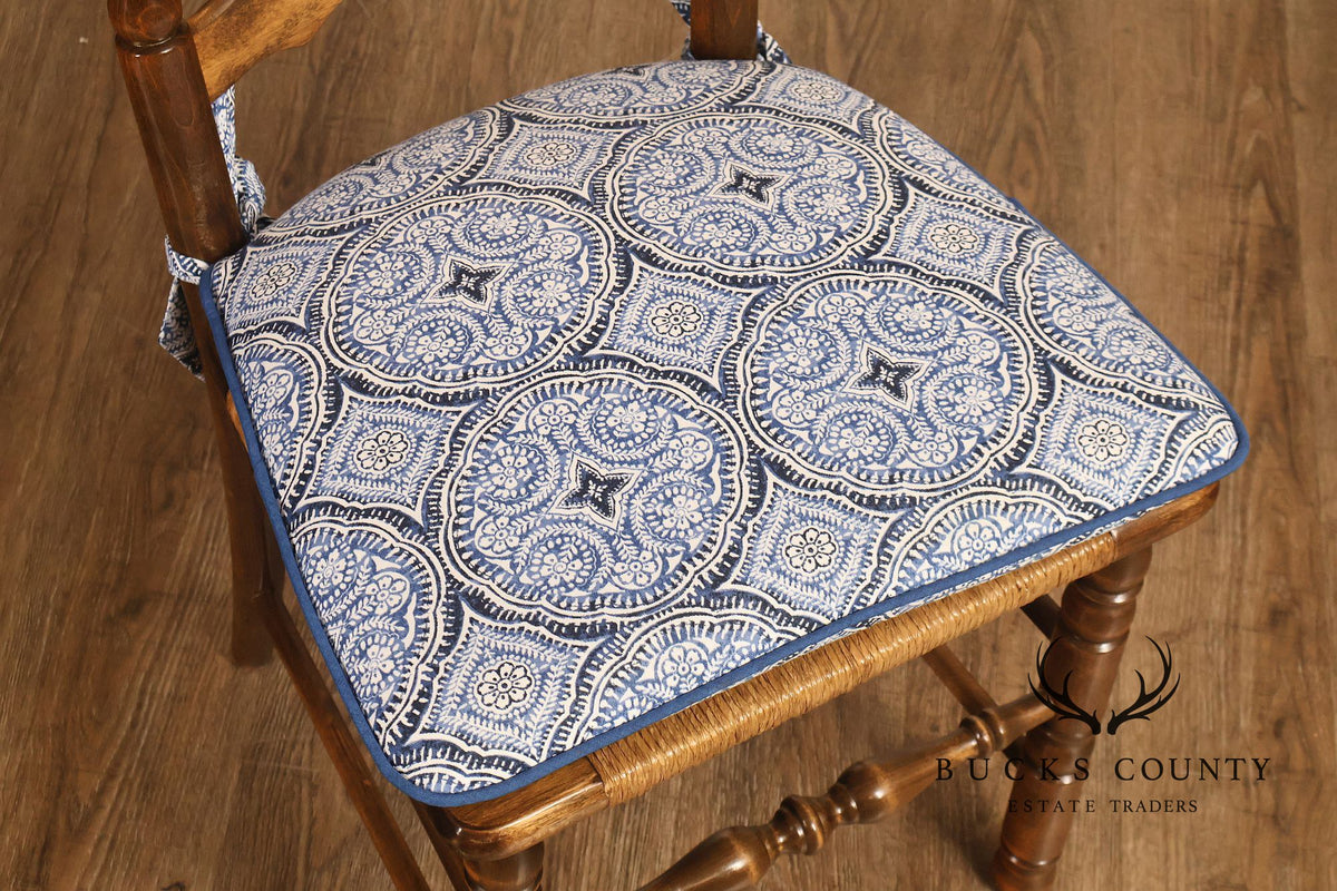 Hickory Chair Co. Set Of Six Country Ladder Back Rush Seat Dining Chairs