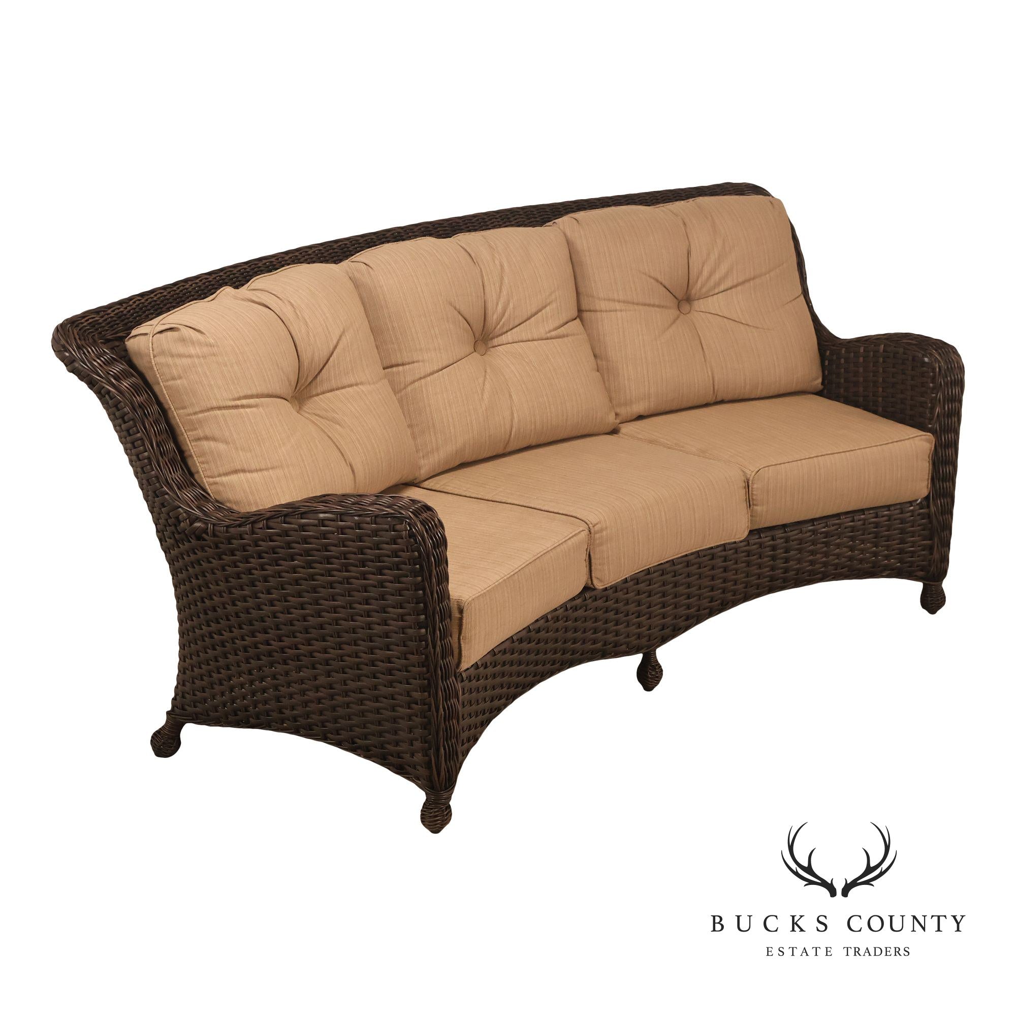 Nothhcape Outdoor Wicker Curved 'Richmond' Patio Sofa With Sunbrella Cushions