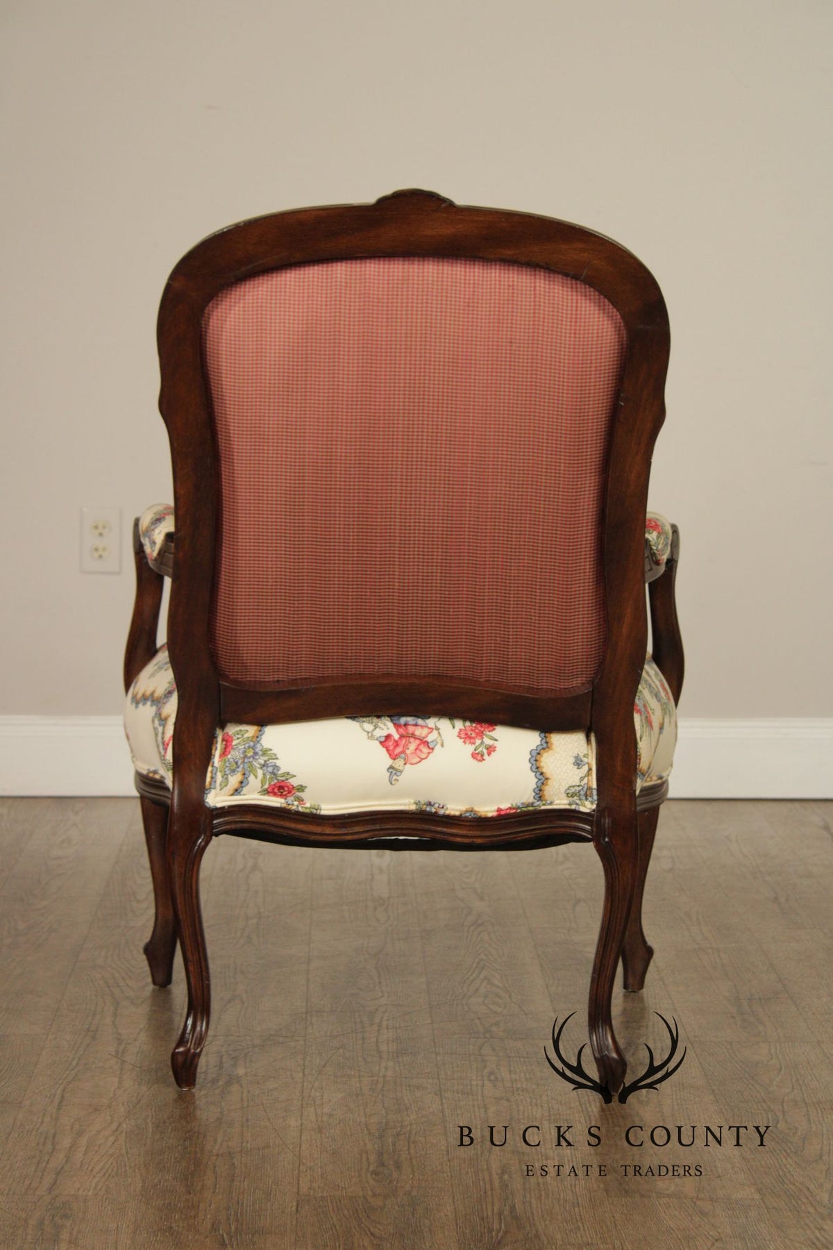 French Louis XV Style Mahogany Fauteuil Armchair