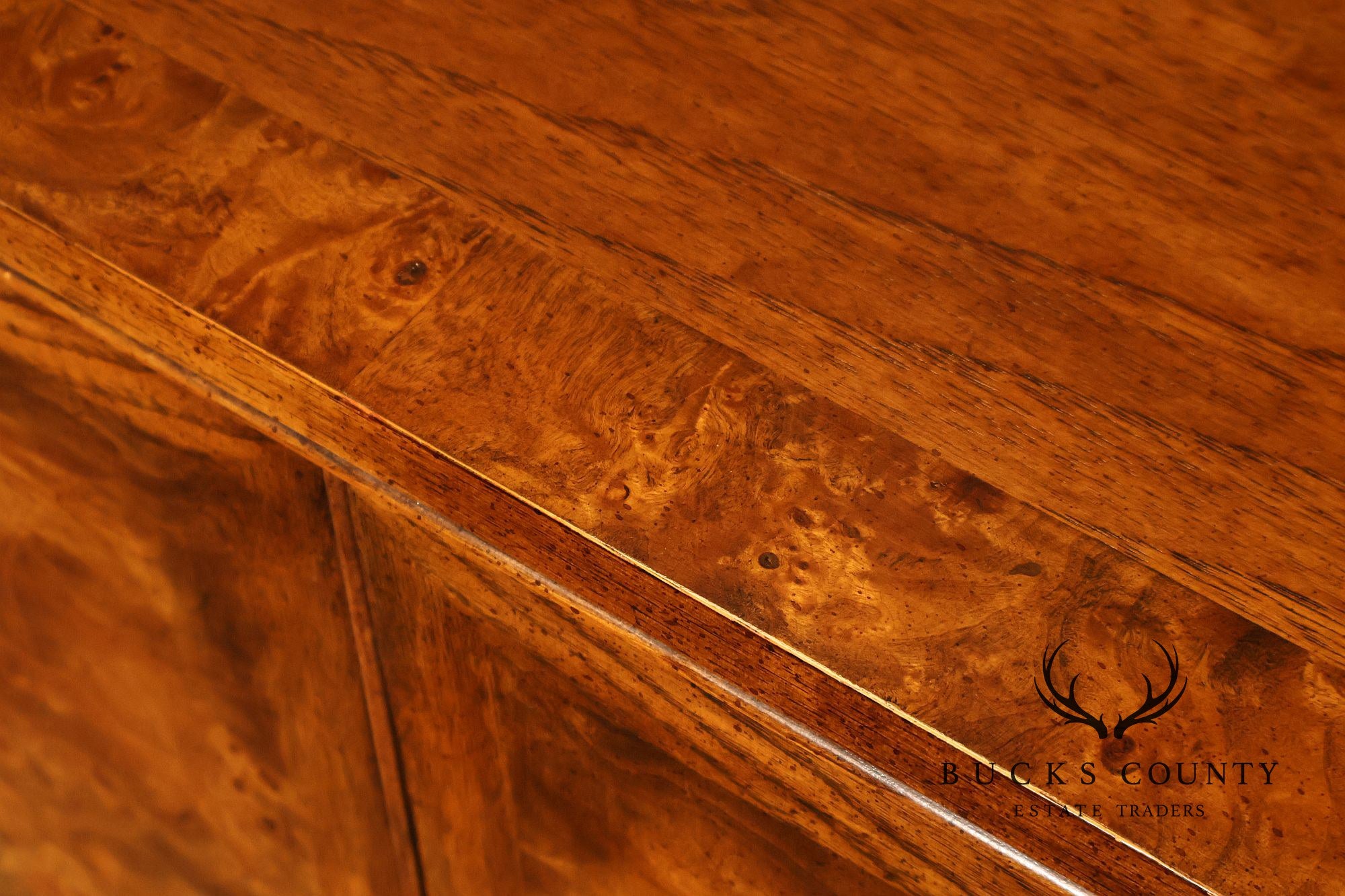 Hickory Manufacturing Vintage Campaign Style Burlwood Buffet Sideboard