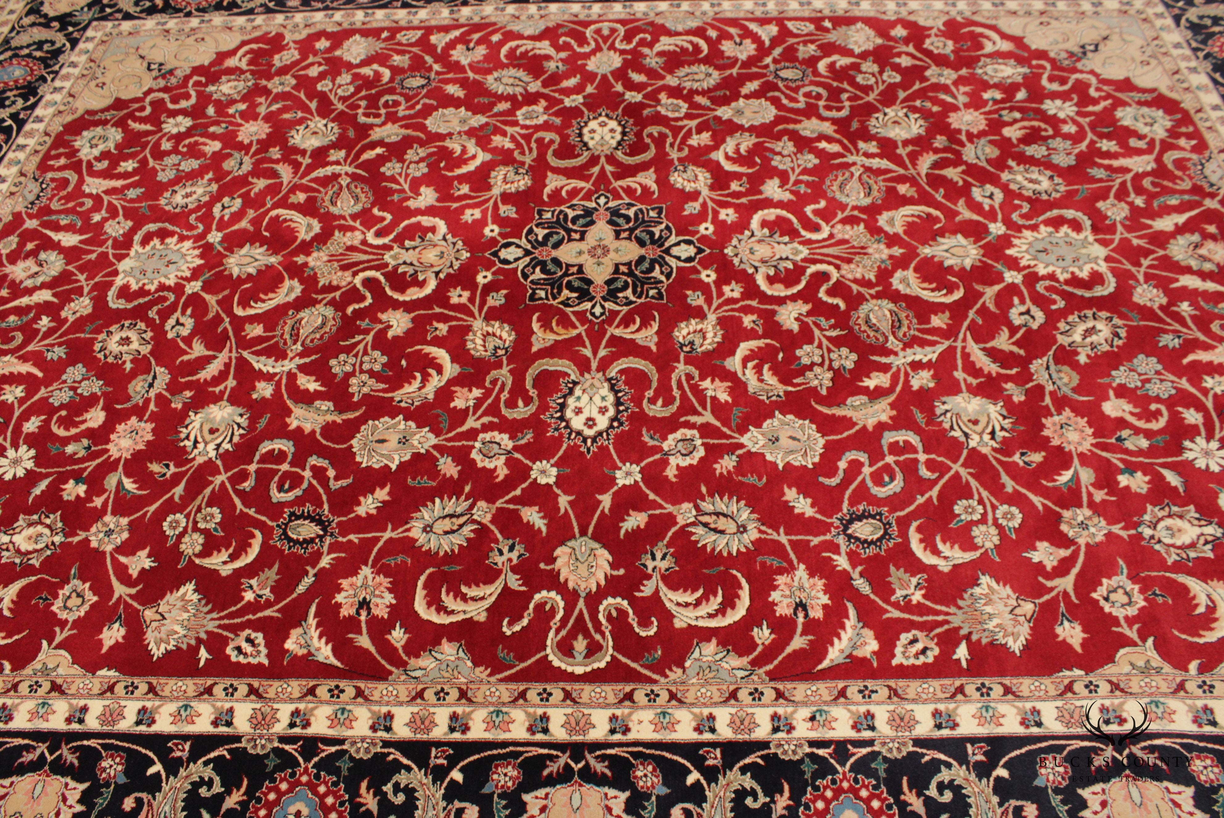 Persian Kashan Large Woven Wool Area Rug, 13' x 9'