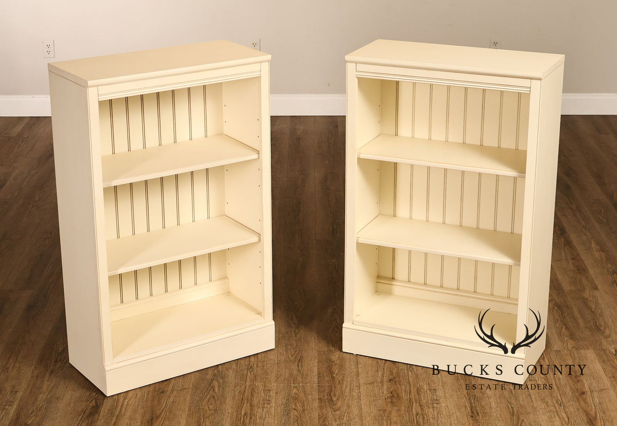 Ethan Allen Pair of Painted Open Bookcases