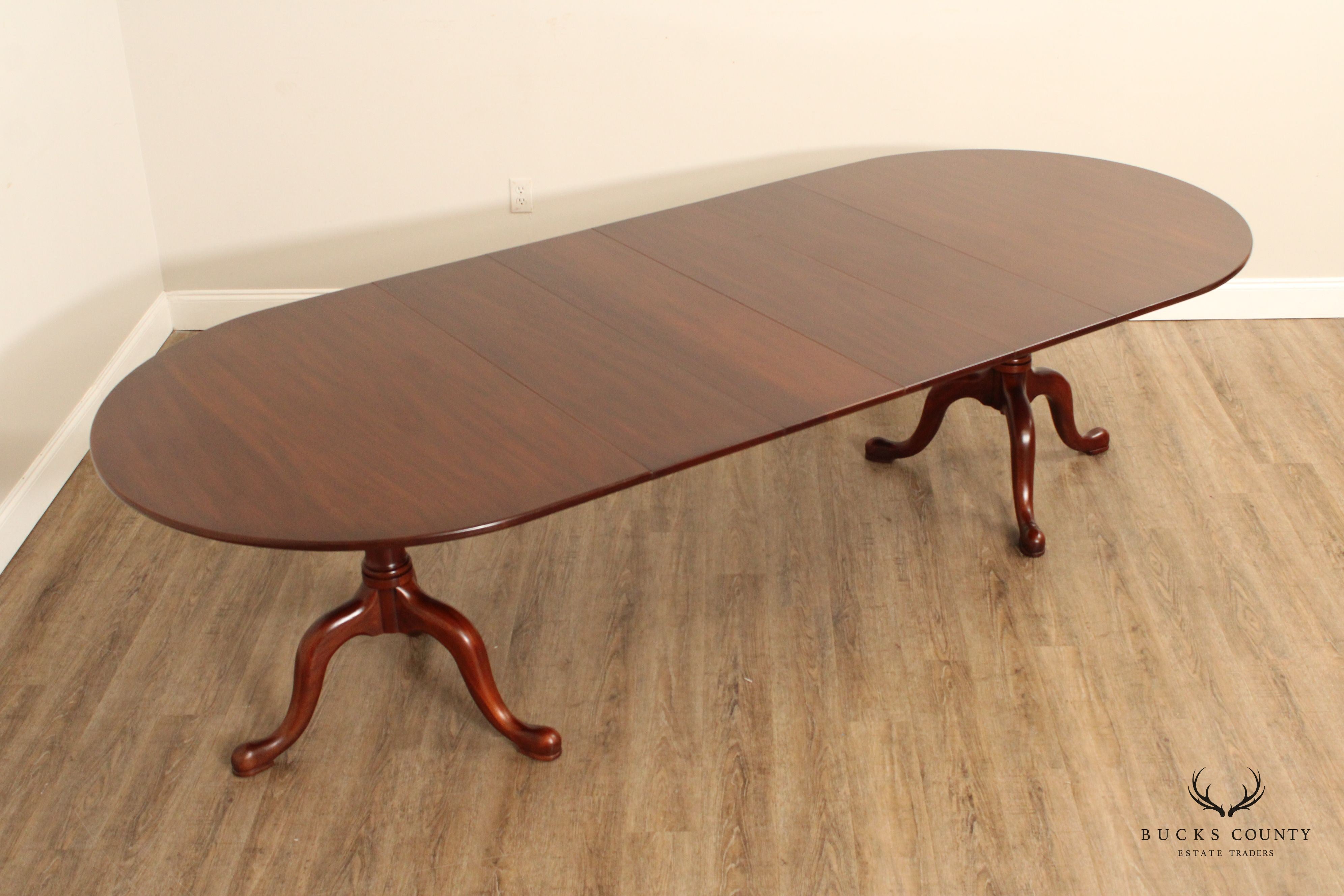 Henkel Harris Georgian Style Vintage Mahogany Double Pedestal Dining Table