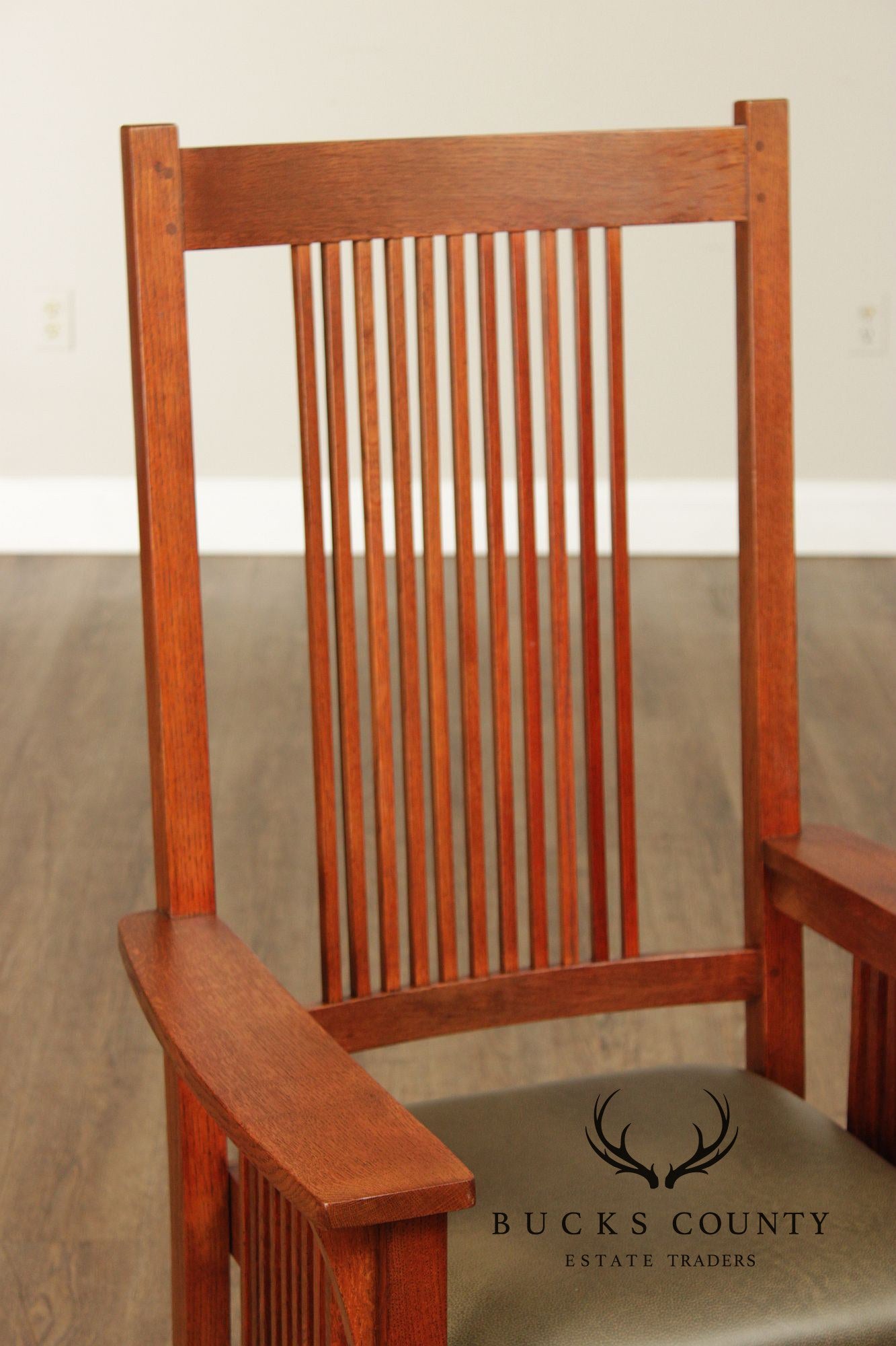 Stickley Mission Collection Pair of Oak Spindle Armchairs