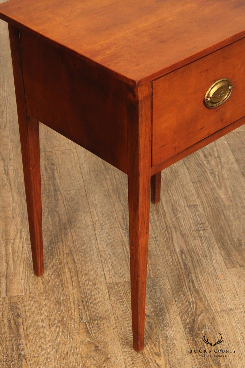 Antique Hepplewhite Style Cherry One-Drawer Nightstand Work Table