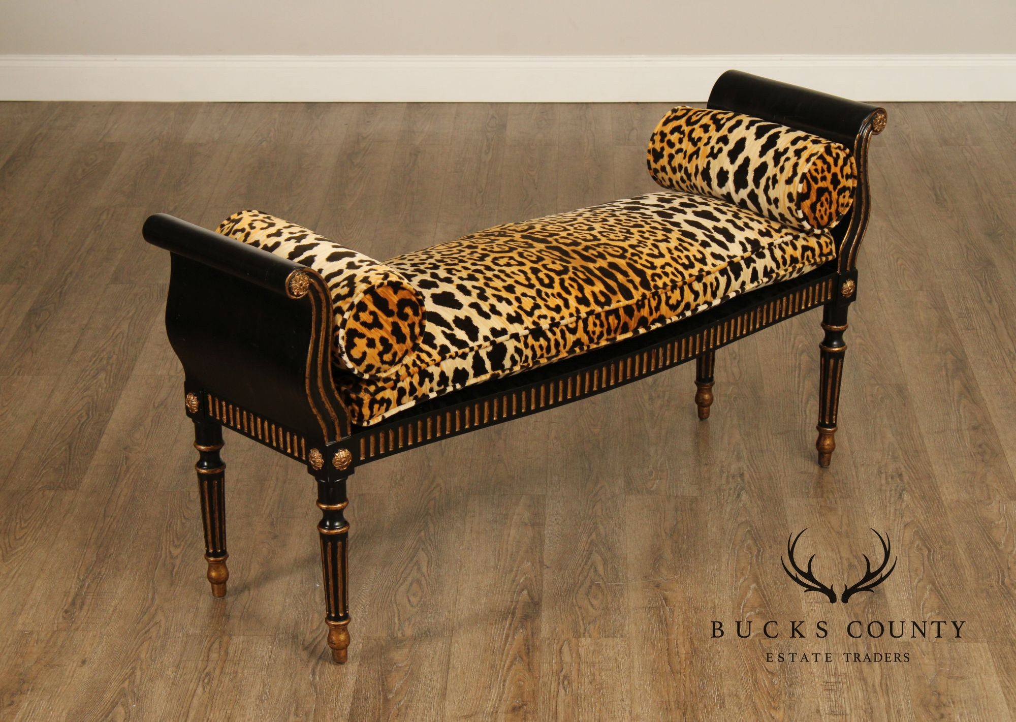 John Richard George III Style Ebonized Window Bench