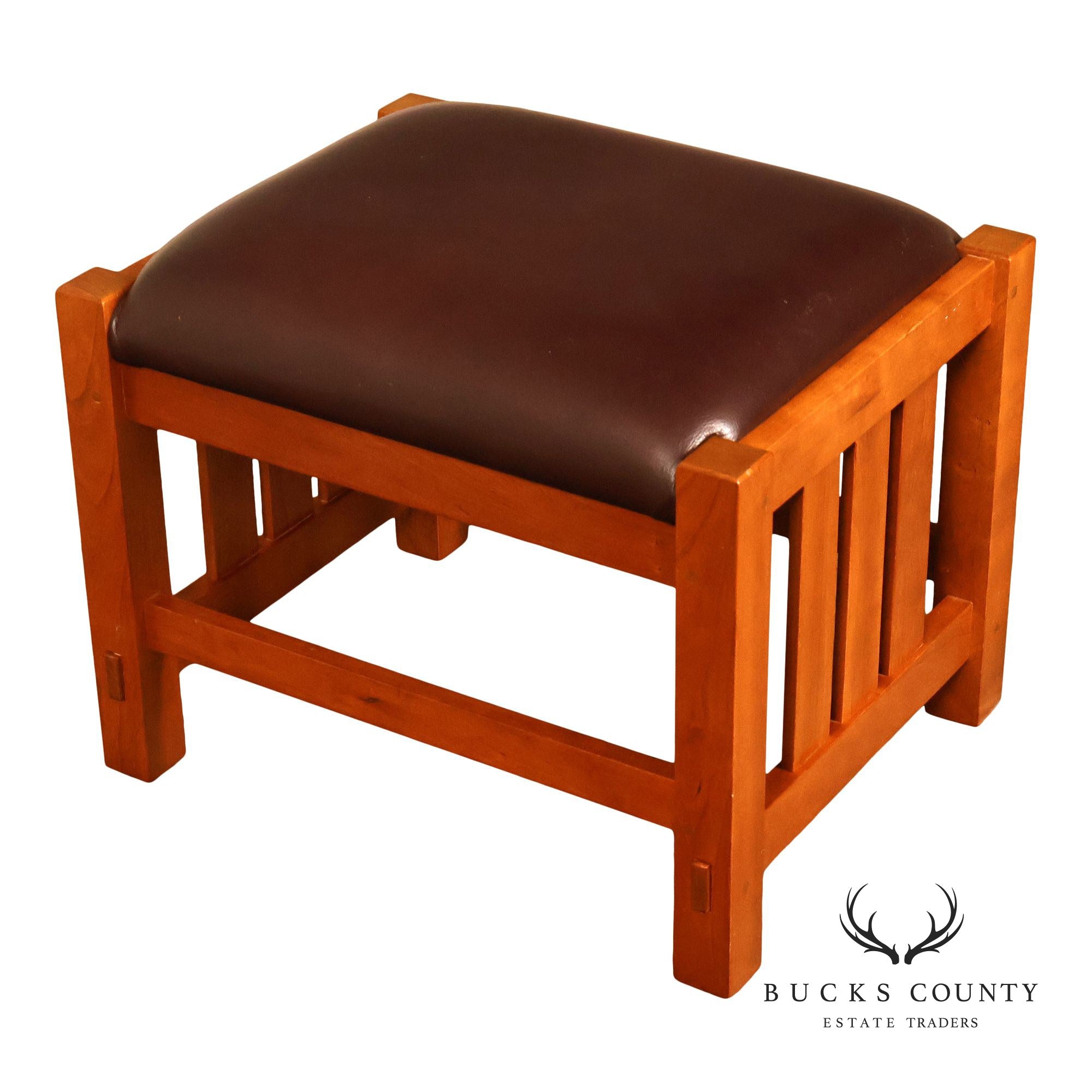 Stickley Mission Collection Cherry and Leather Footstool