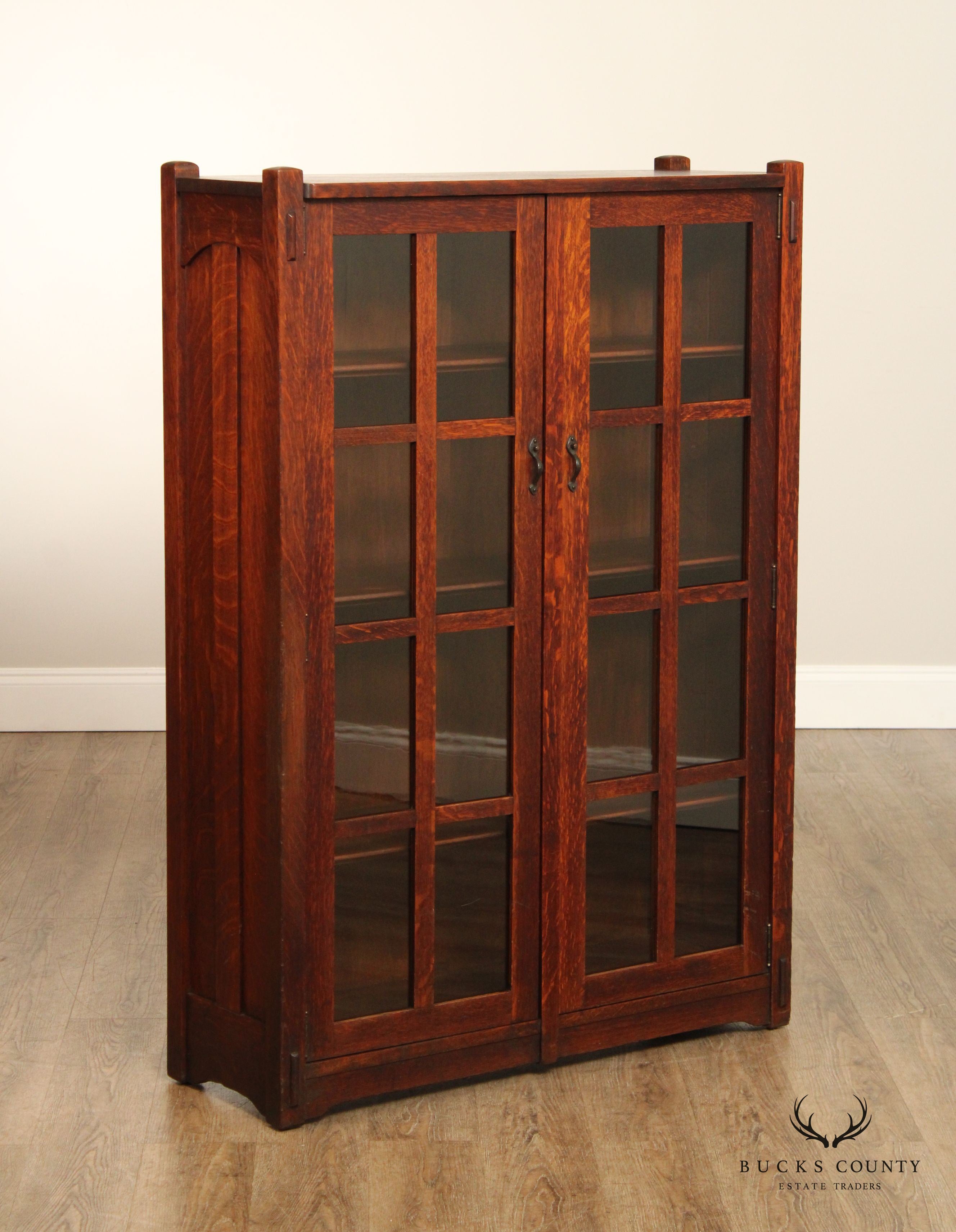 Stickley Brothers Antique Arts & Crafts Two-Door Oak Bookcase